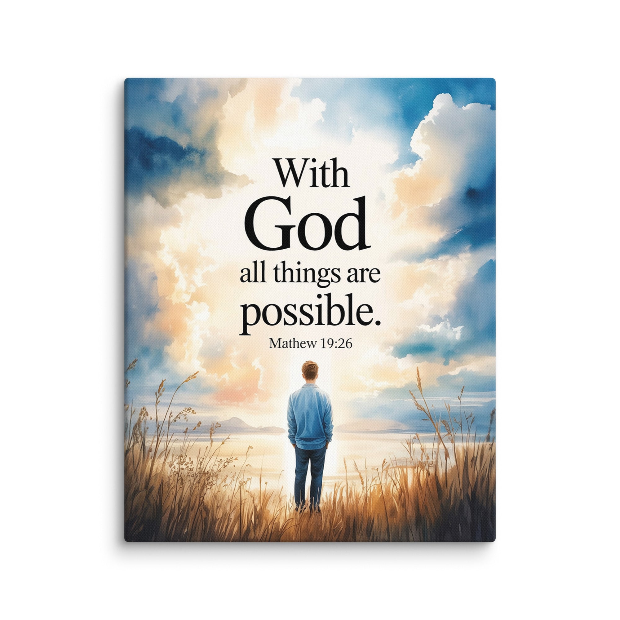Matthew 19:26 Bible Verse Jesus Canvas 8″×10″