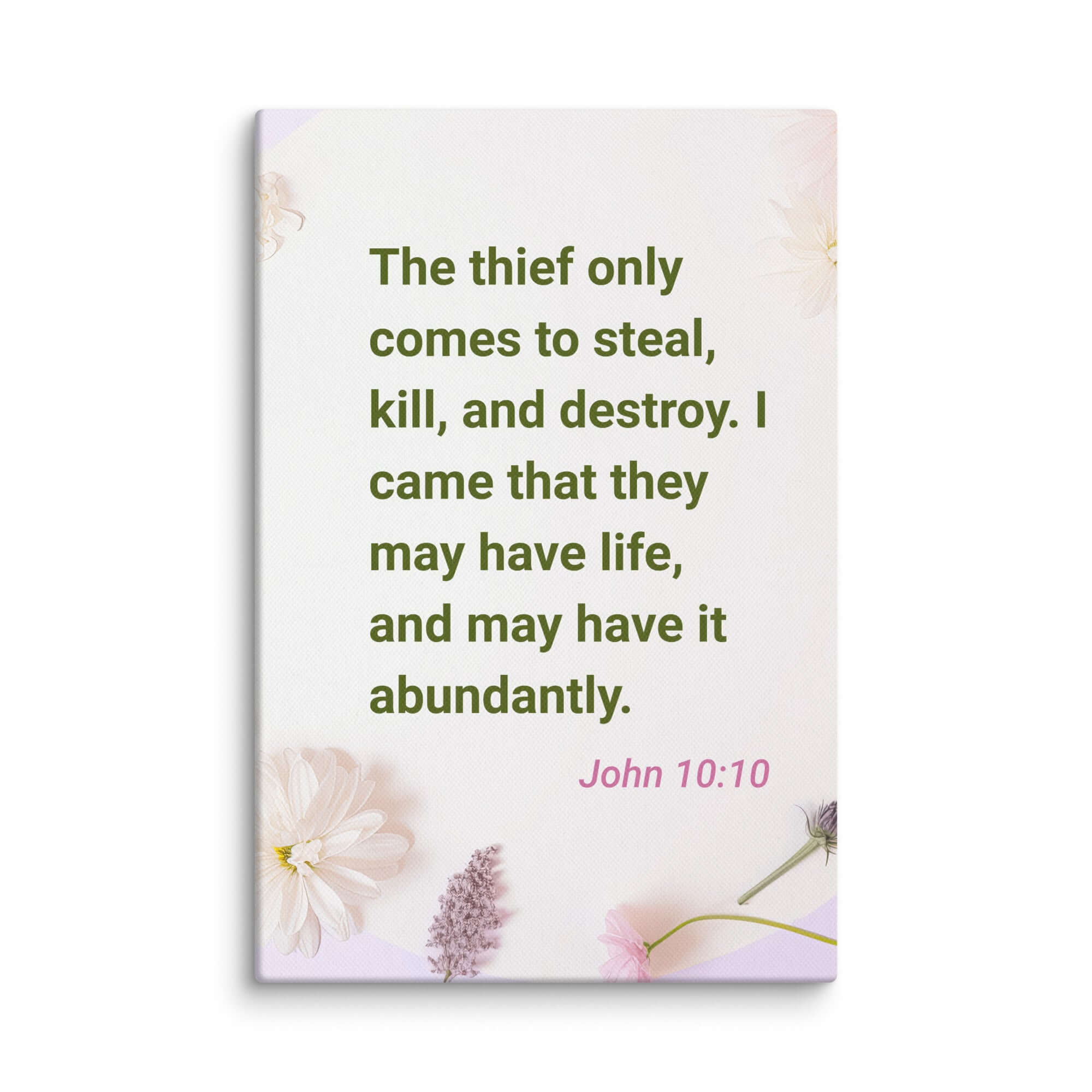 John 10:10 Bible Verse, Abundant Life Canvas Print Wall Art 8″×12″