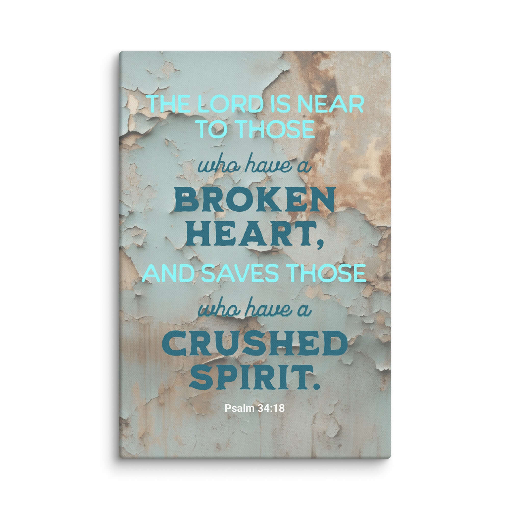 Psalm 34:18 Bible Verse, The LORD is Near Canvas Print Wall Art 8″×12″