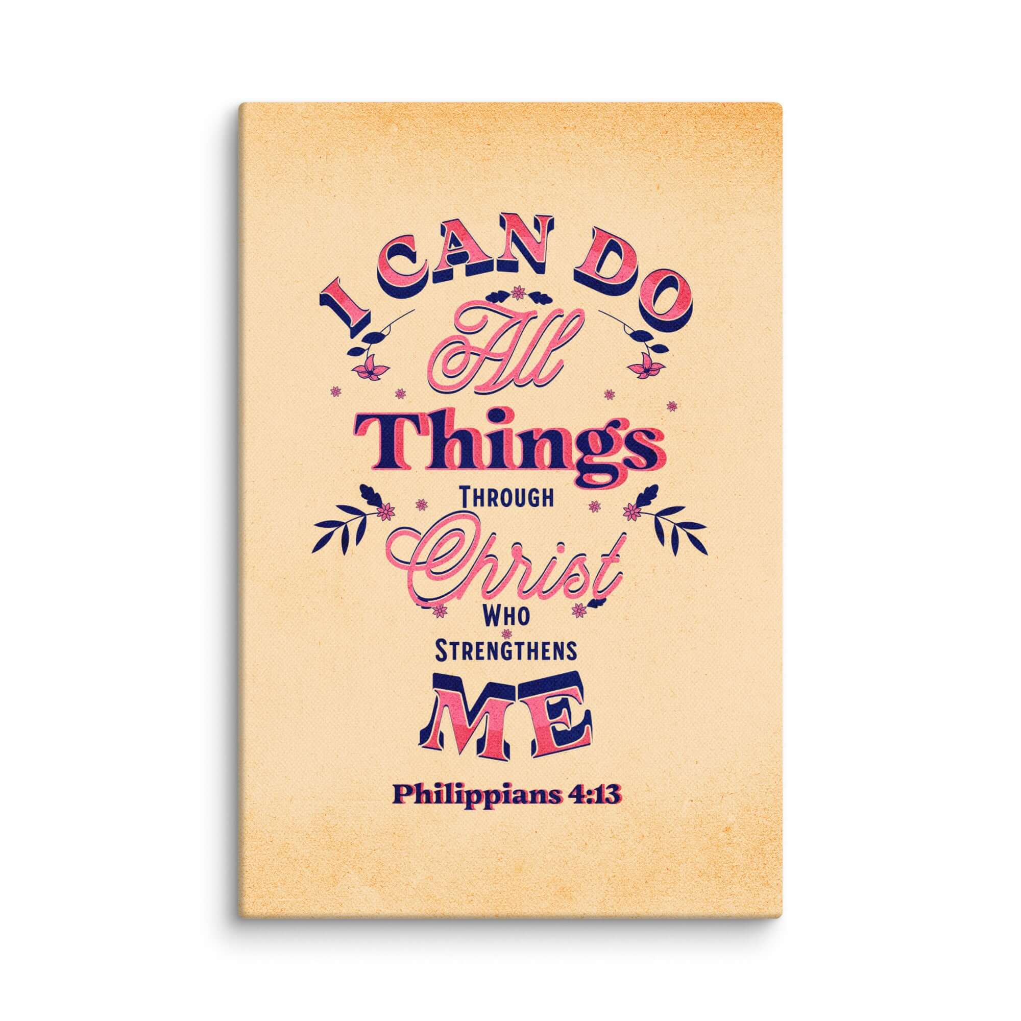 Philippians 4:13 Bible Verse, Christ Strengthens Me Canvas Print Wall Art 8″×12″