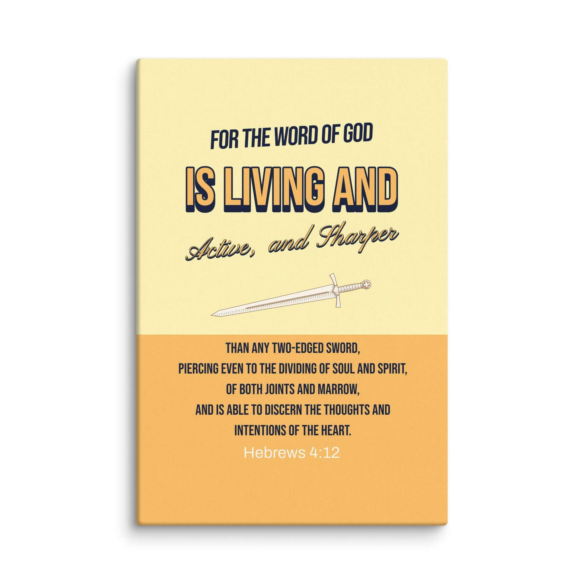 Hebrews 4:12 Bible Verse, living and active Canvas Print Wall Art 8″×12″