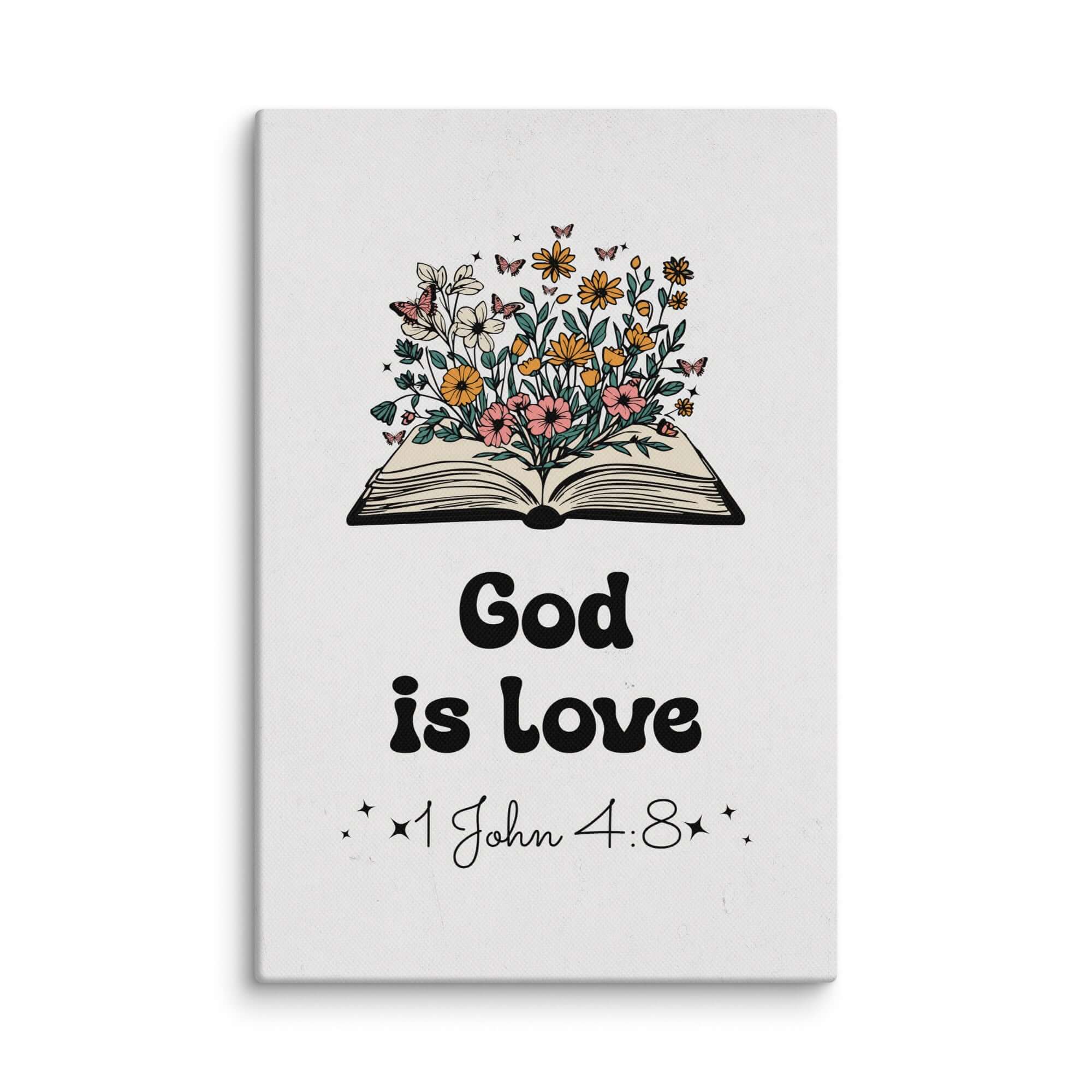 1 John 4:8 Bible Verse, God is Love Canvas Print Wall Art 8″×12″