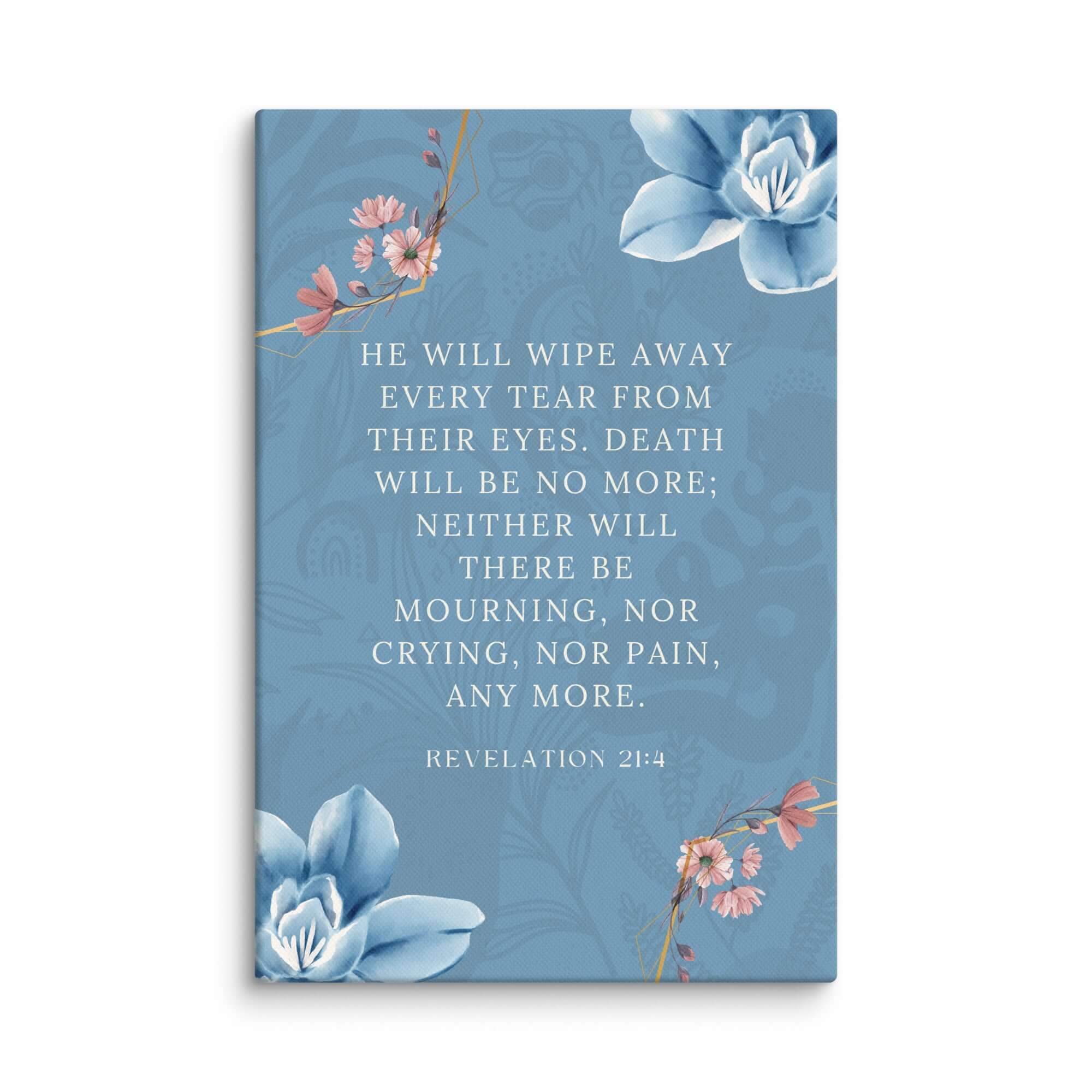 Revelation 21:4 Bible Verse, every tear Canvas Print Wall Art 8″×12″