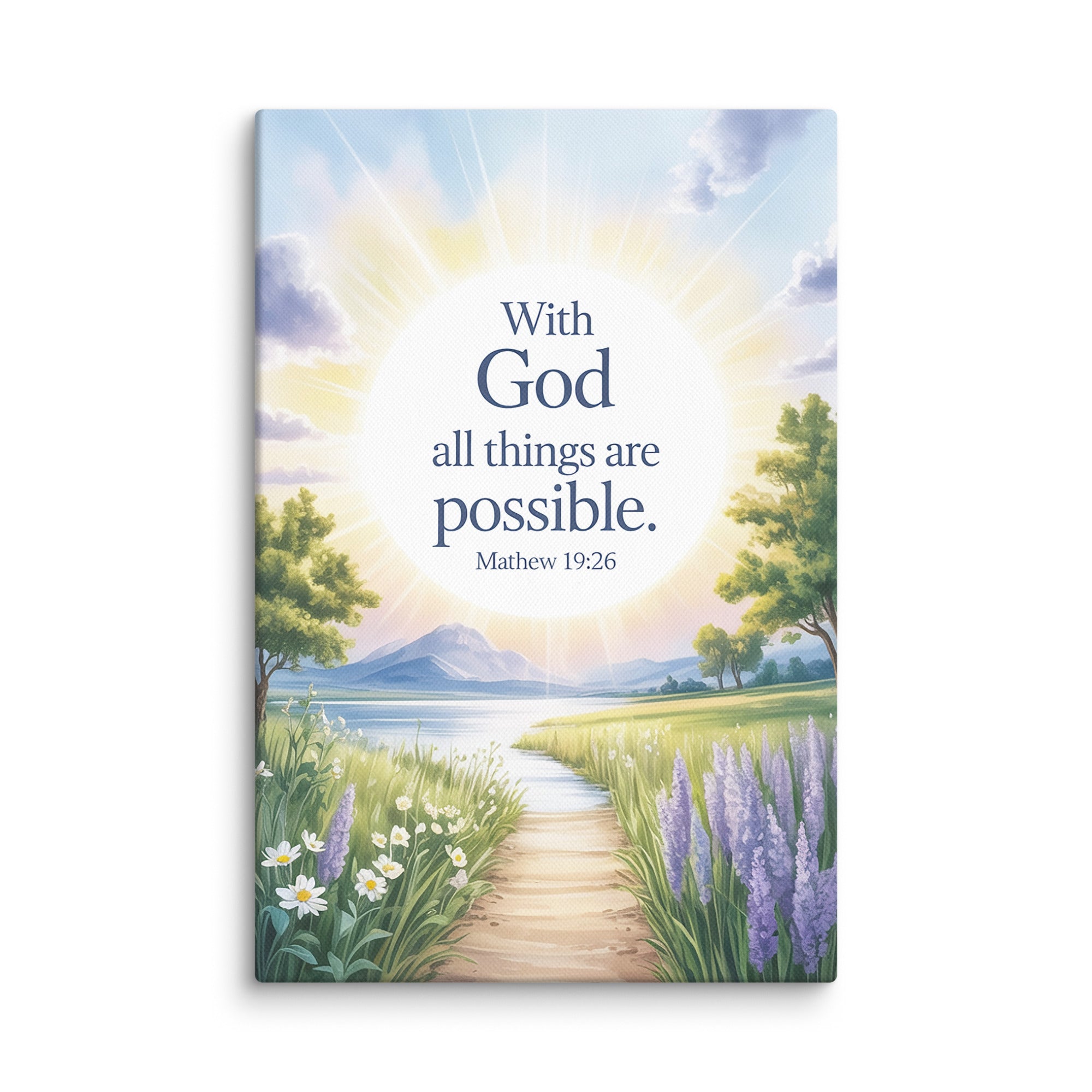 Matthew 19:26 Bible Verse Looking at Canvas 8″×12″