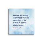 Philippians 4:19 Bible Verse, God will supply Canvas Print Wall Art 8″×8″