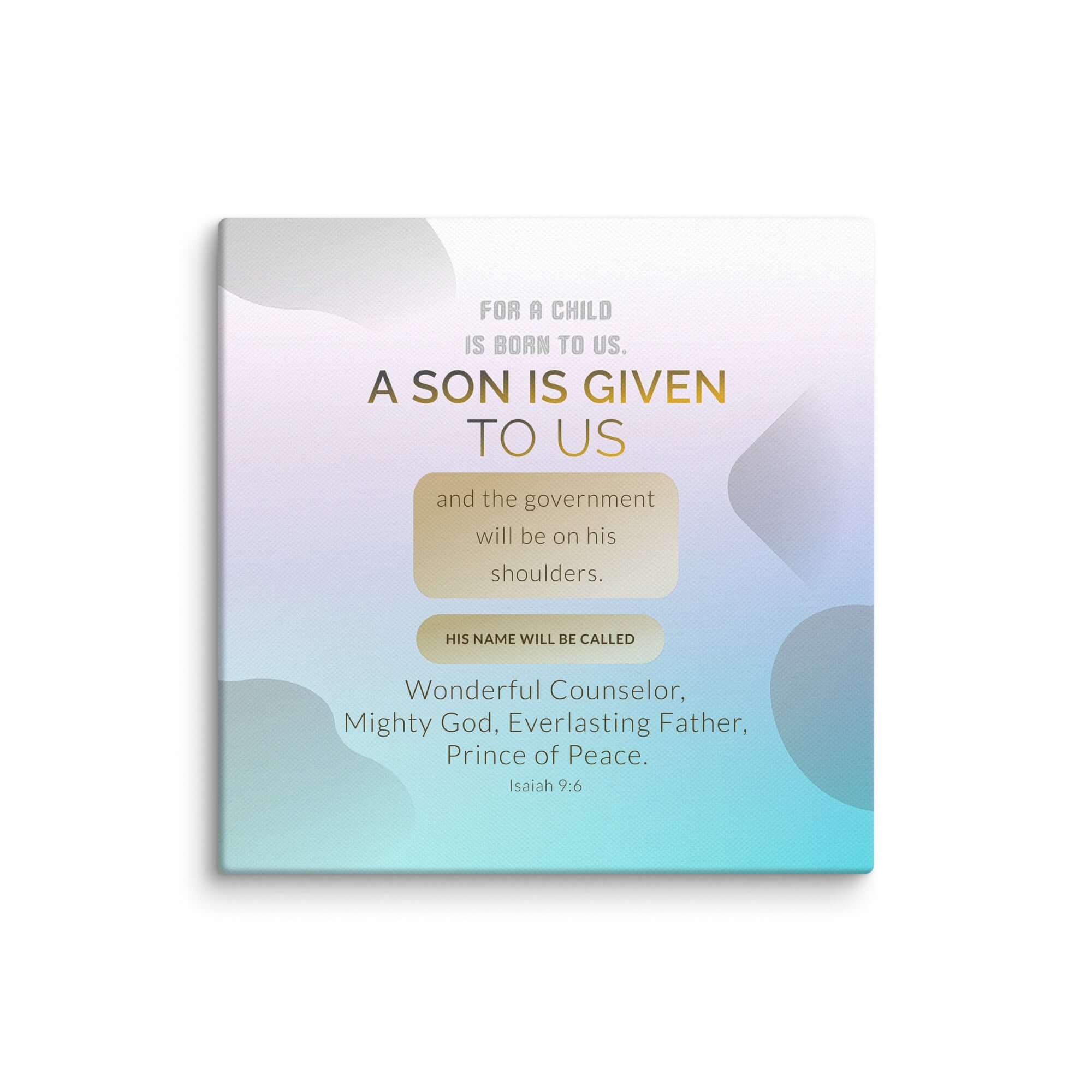 Isaiah 9:6 Bible Verse, Wonderful Counselor Canvas Print Wall Art 8″×8″
