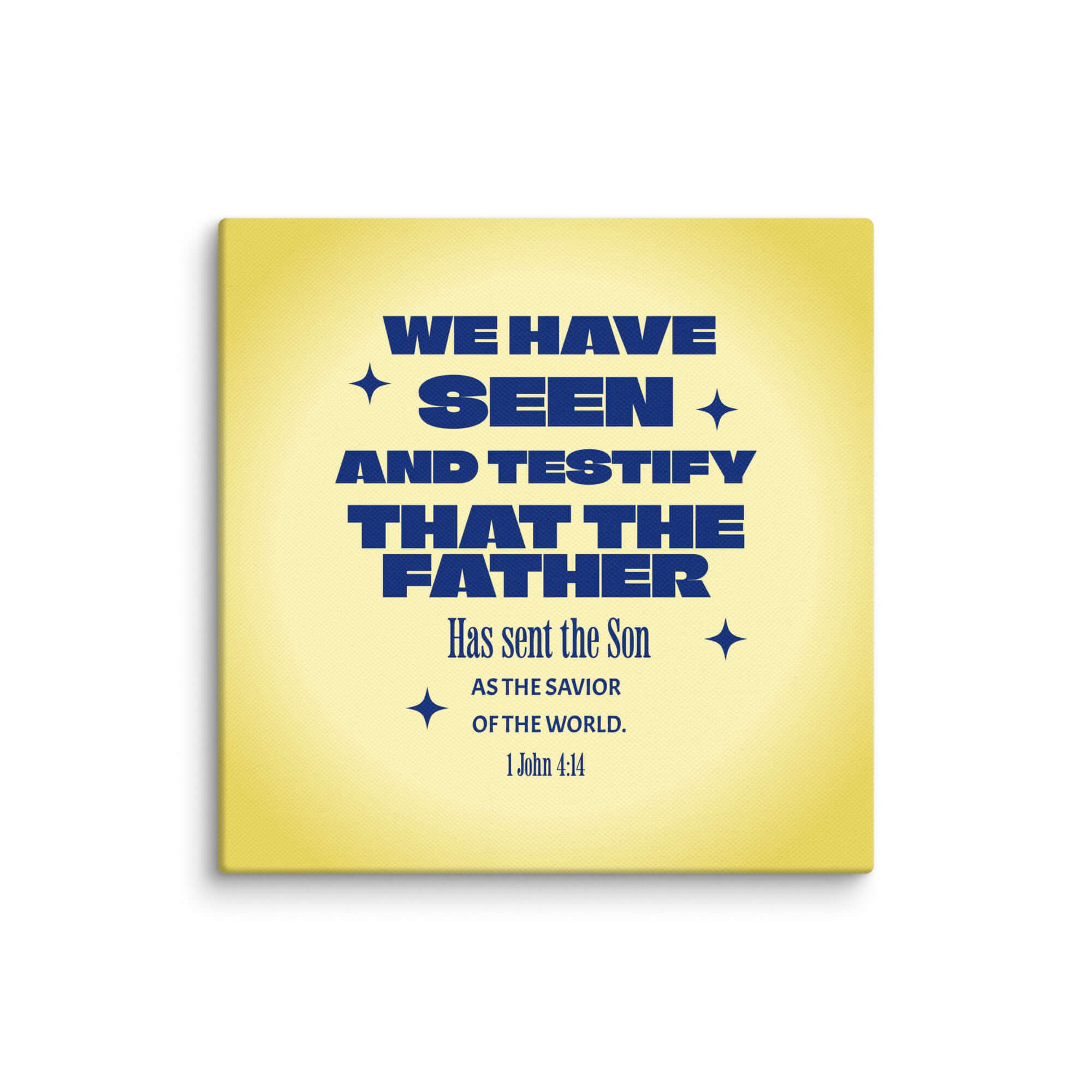 1 John 4:14 Bible Verse, Savior of the world Canvas Print Wall Art 8″×8″