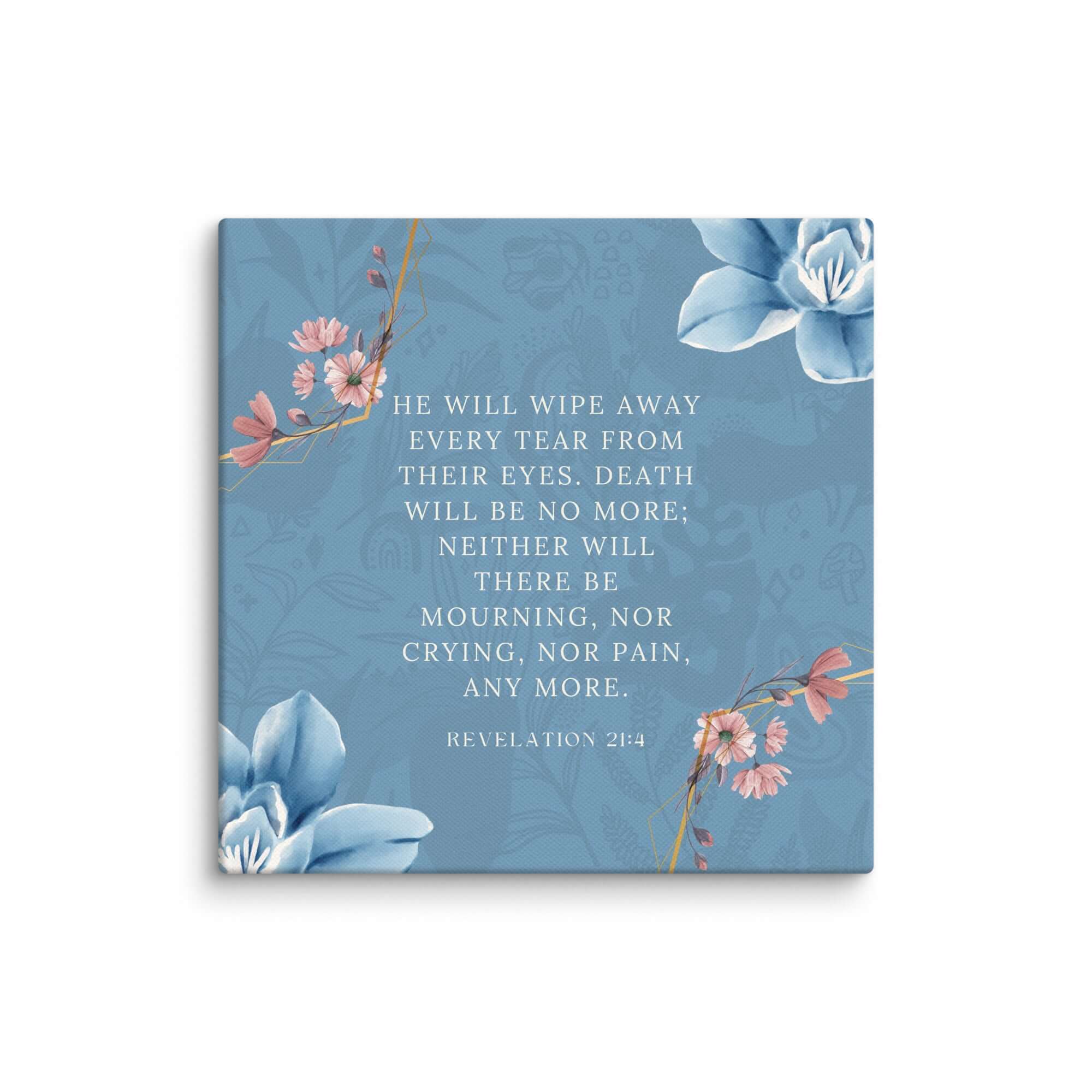 Revelation 21:4 Bible Verse, every tear Canvas Print Wall Art 8″×8″