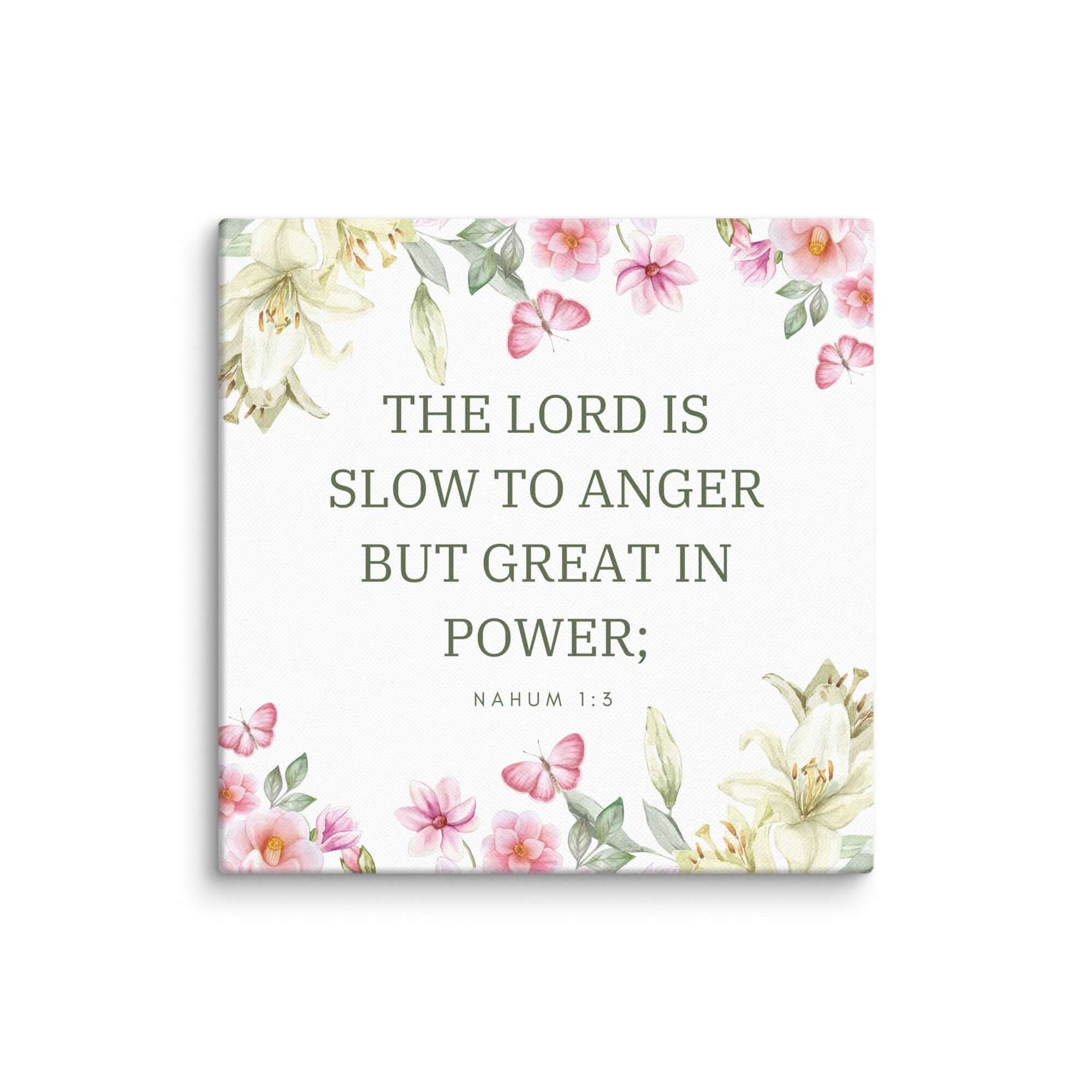 Nahum 1:3 Bible Verse, slow to anger Canvas Print Wall Art 8″×8″