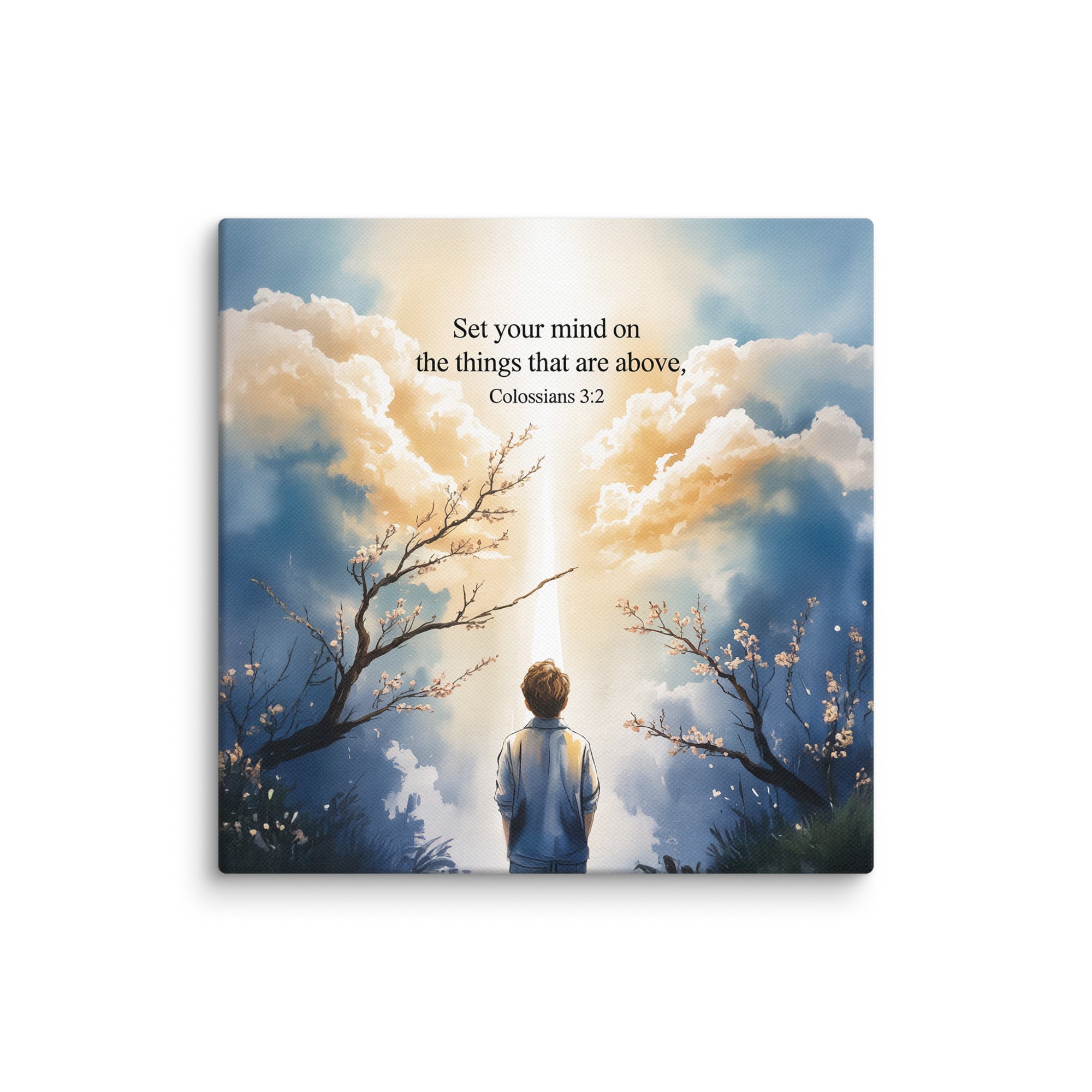 Colossians 3:2 Bible Verse the things Canvas 8″×8″