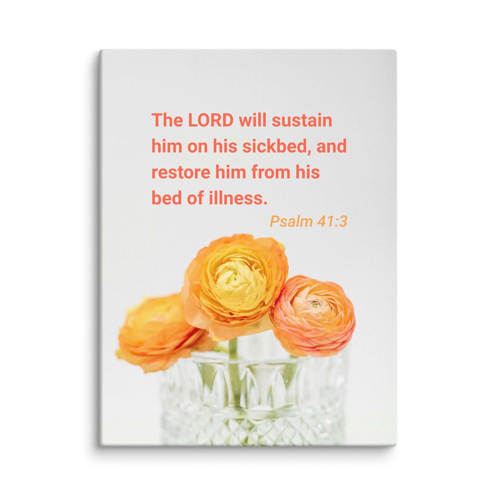Psalm 41:3 Bible Verse, LORD will sustain Canvas Print Wall Art 9″×12″