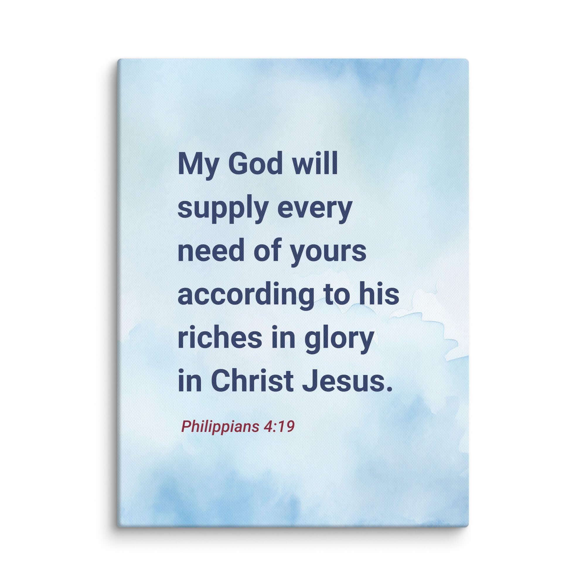 Philippians 4:19 Bible Verse, God will supply Canvas Print Wall Art 9″×12″