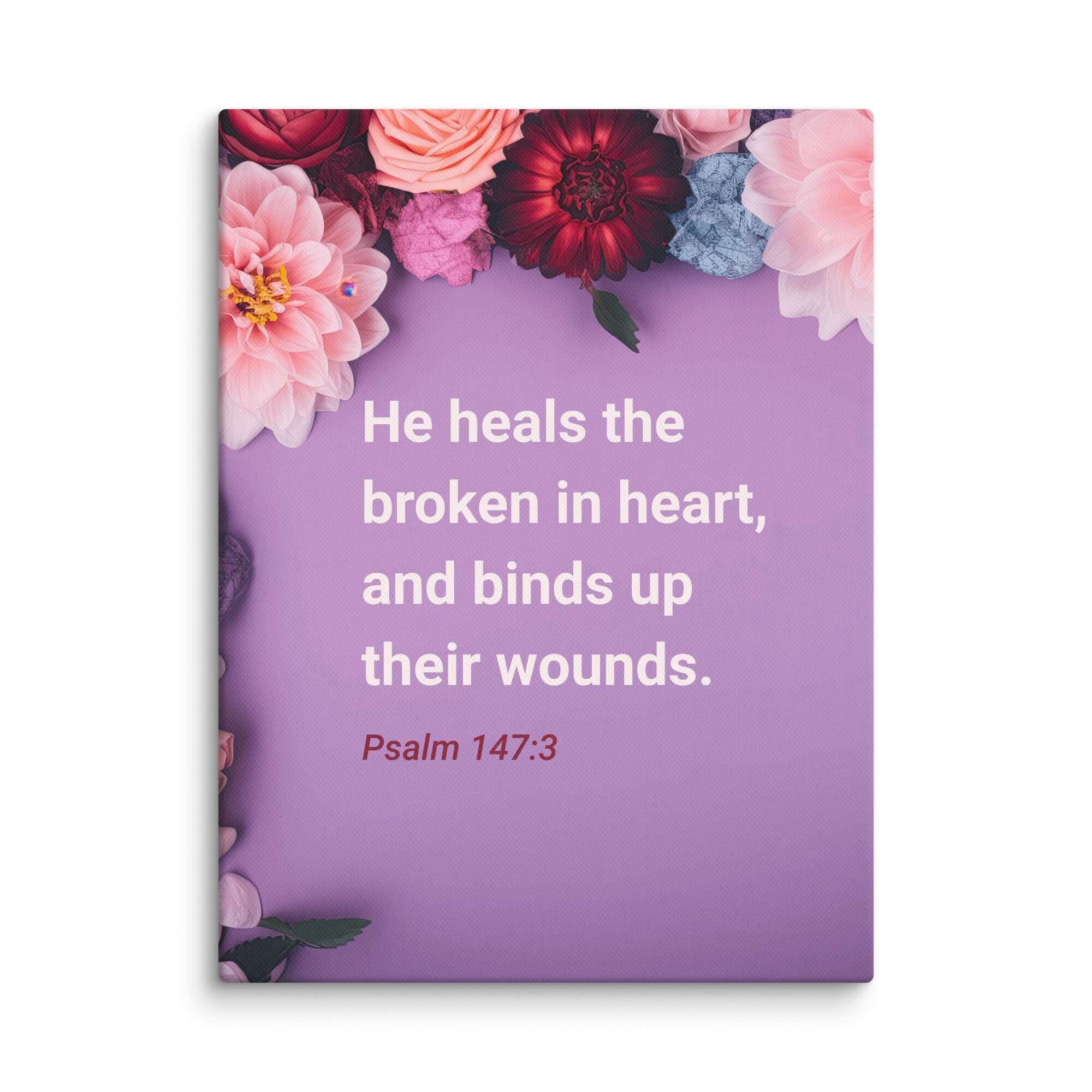 Psalm 147:3 Bible Verse, He heals the broken Canvas Print Wall Art 9″×12″