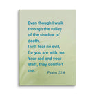 Psalm 23:4 Bible Verse, fear no evil Canvas Print Wall Art 9″×12″