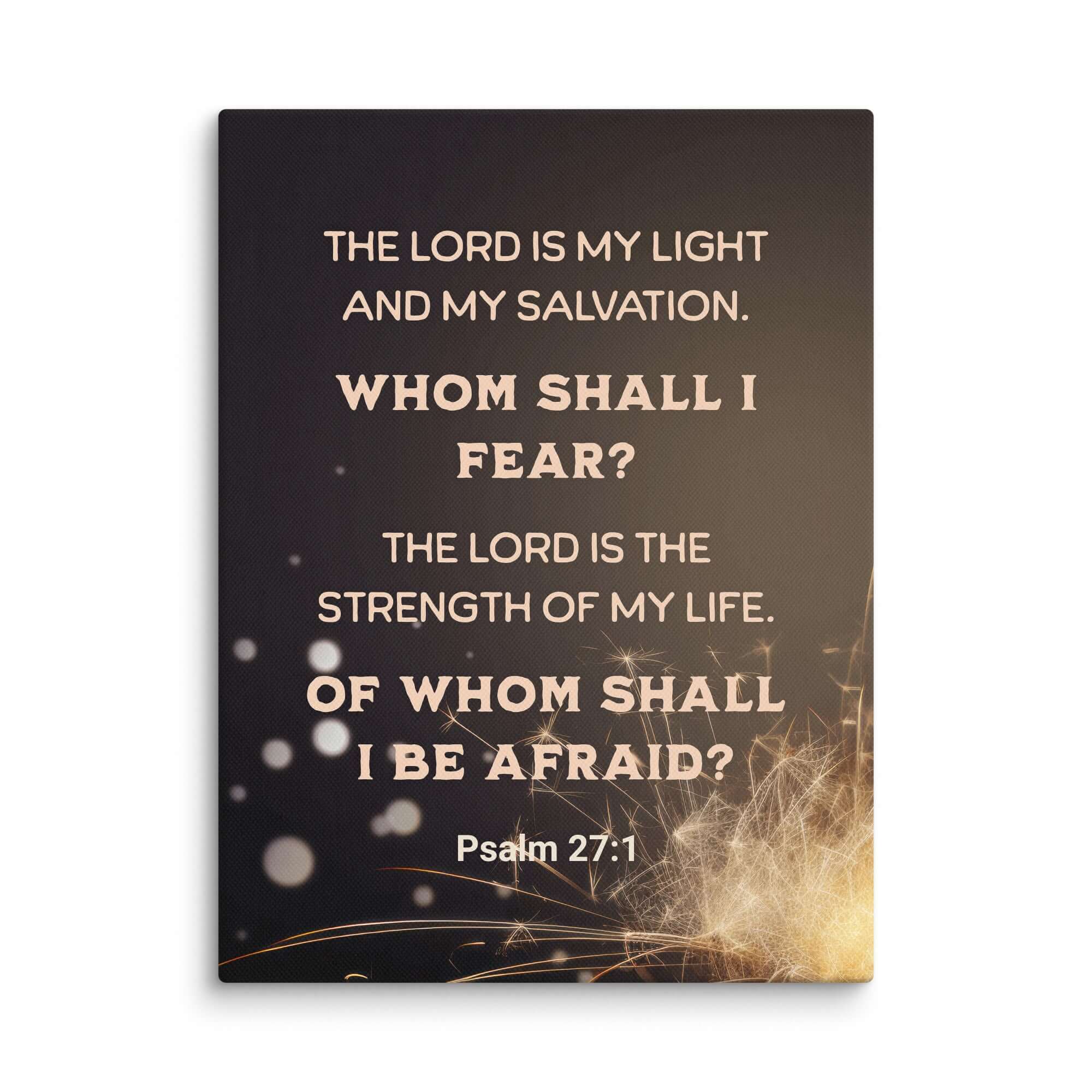 Psalm 27:1 Bible Verse, The LORD is My Light Canvas Print Wall Art 9″×12″