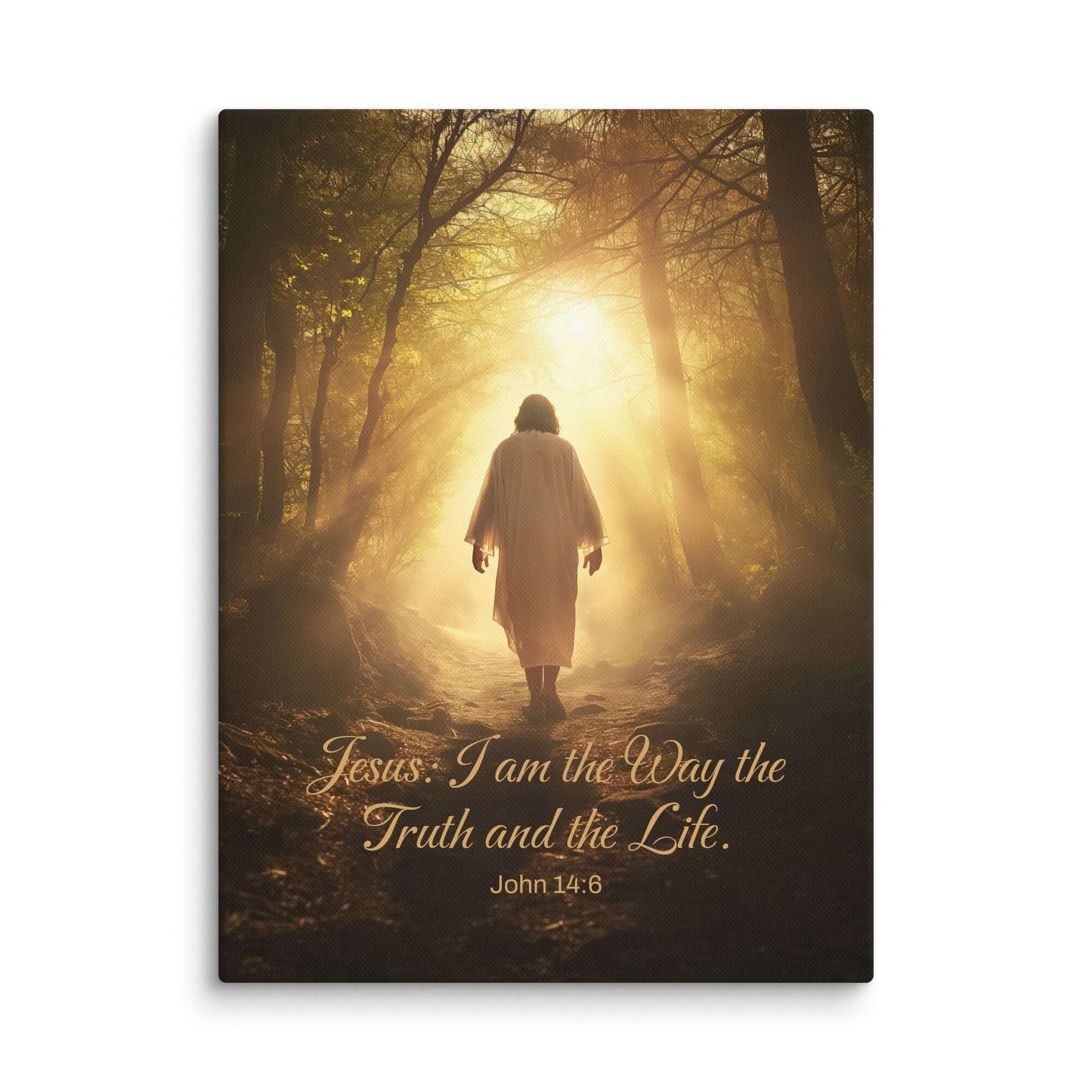 John 14:6 Bible Verse, Forest Image Canvas Print Wall Art 9″×12″