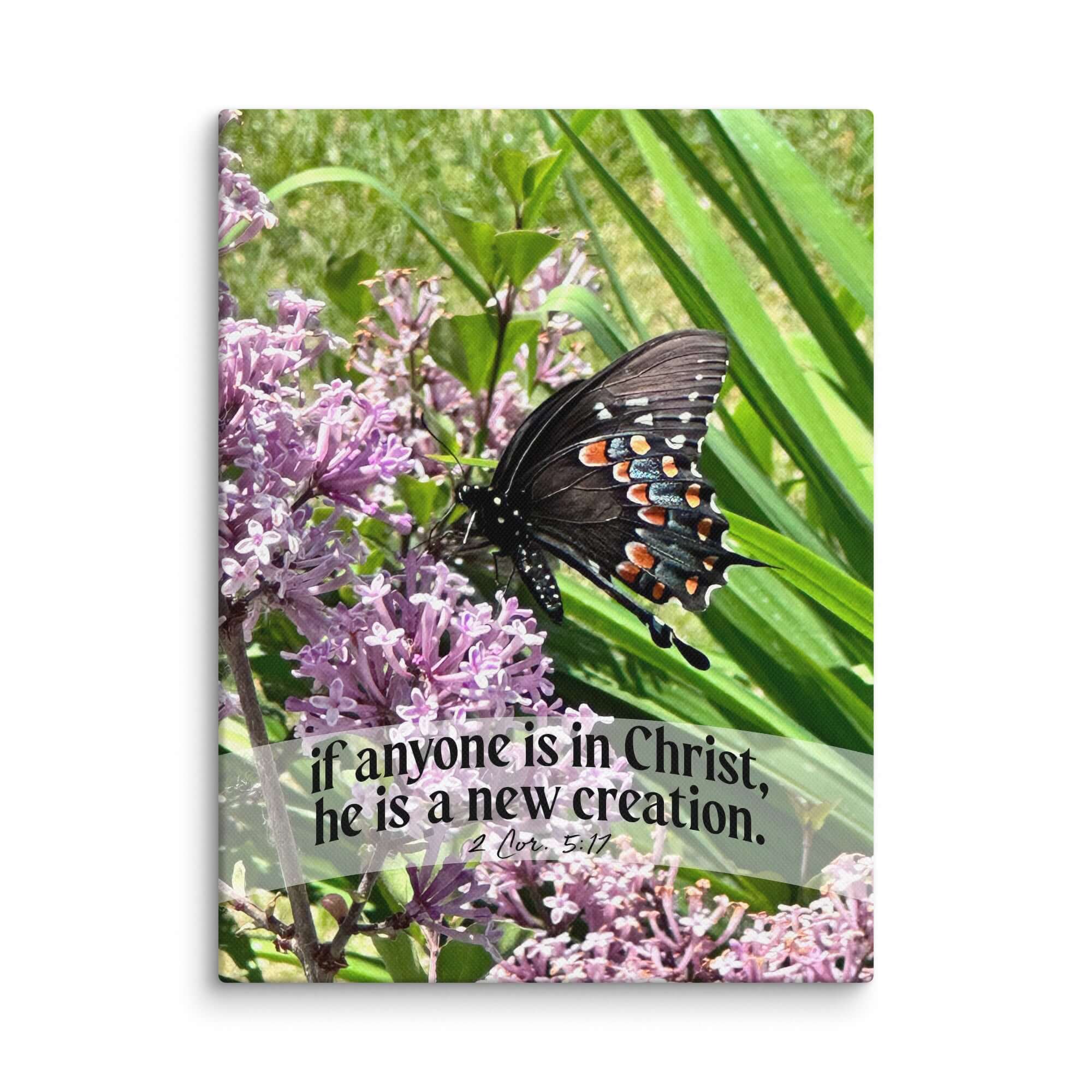 2 Corinthians 5:17 Bible Verse, Butterfly Canvas Print Wall Art 9″×12″