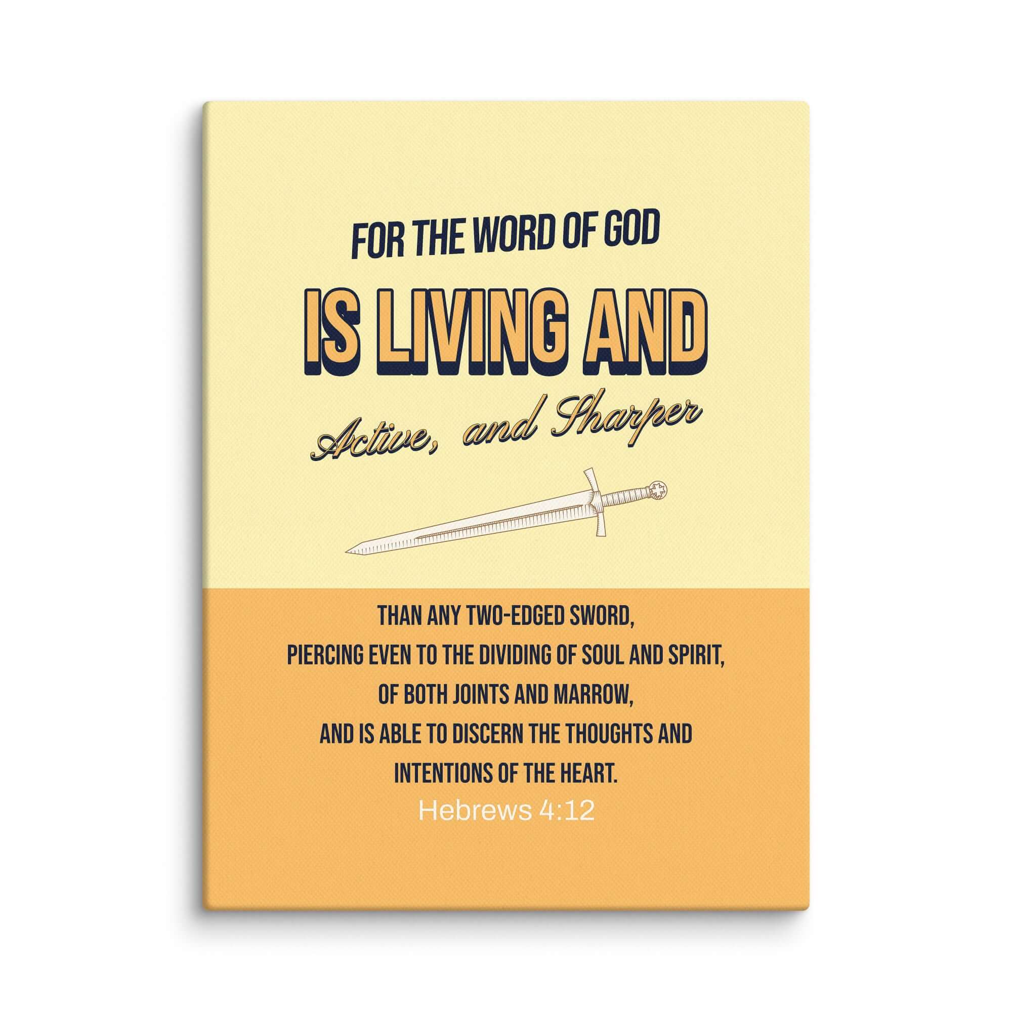 Hebrews 4:12 Bible Verse, living and active Canvas Print Wall Art 9″×12″