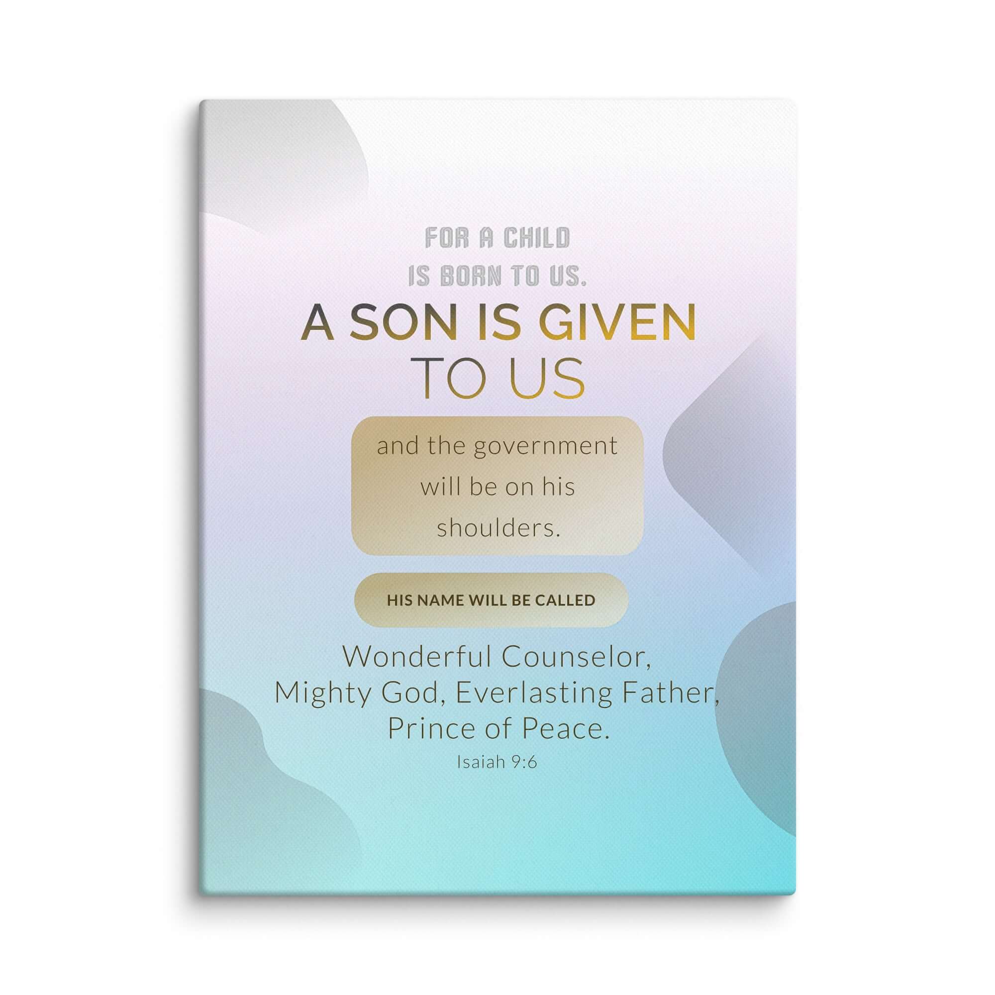 Isaiah 9:6 Bible Verse, Wonderful Counselor Canvas Print Wall Art 9″×12″