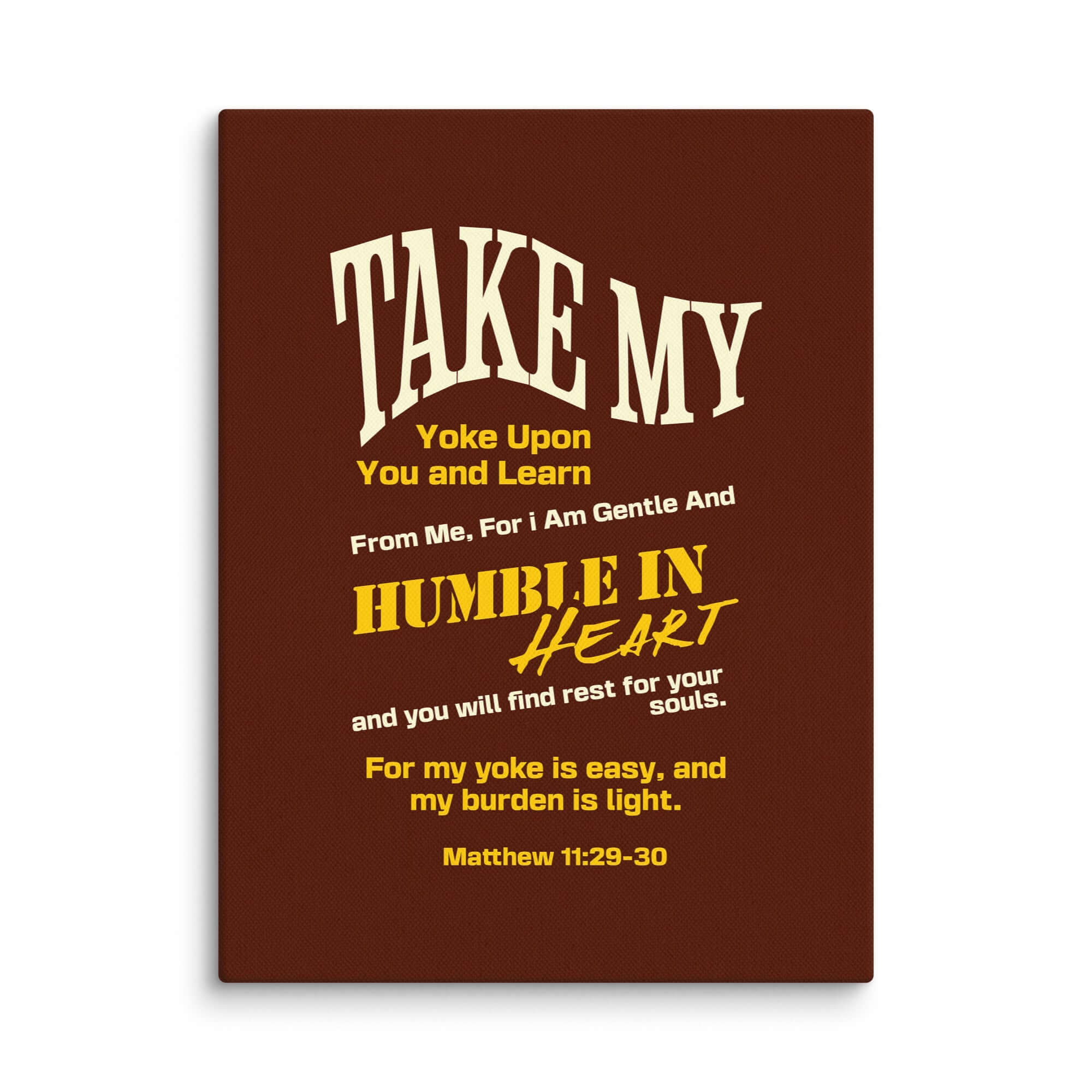 Matthew 11:29-30 Bible Verse, learn from me Canvas Print Wall Art 9″×12″