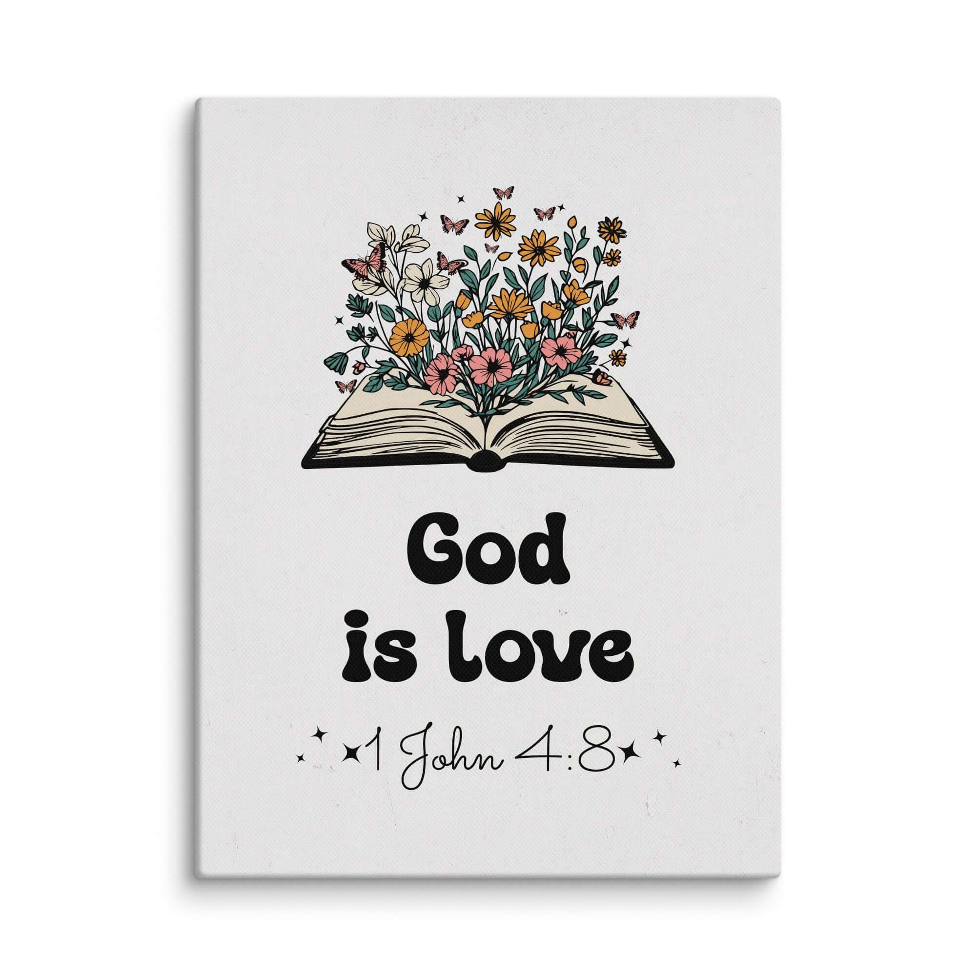 1 John 4:8 Bible Verse, God is Love Canvas Print Wall Art 9″×12″