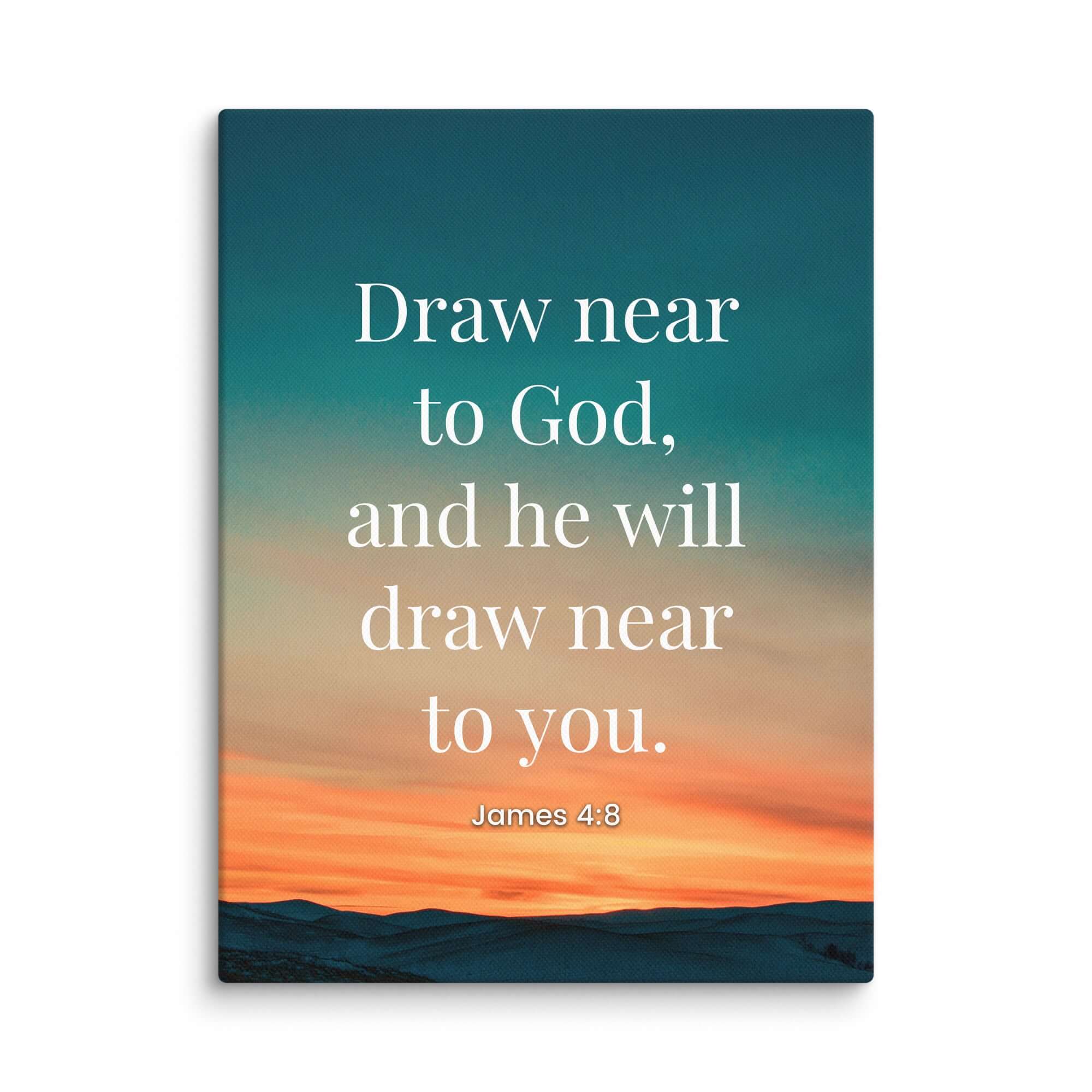 James 4:8 Bible Verse, near to God Canvas Print Wall Art 9″×12″