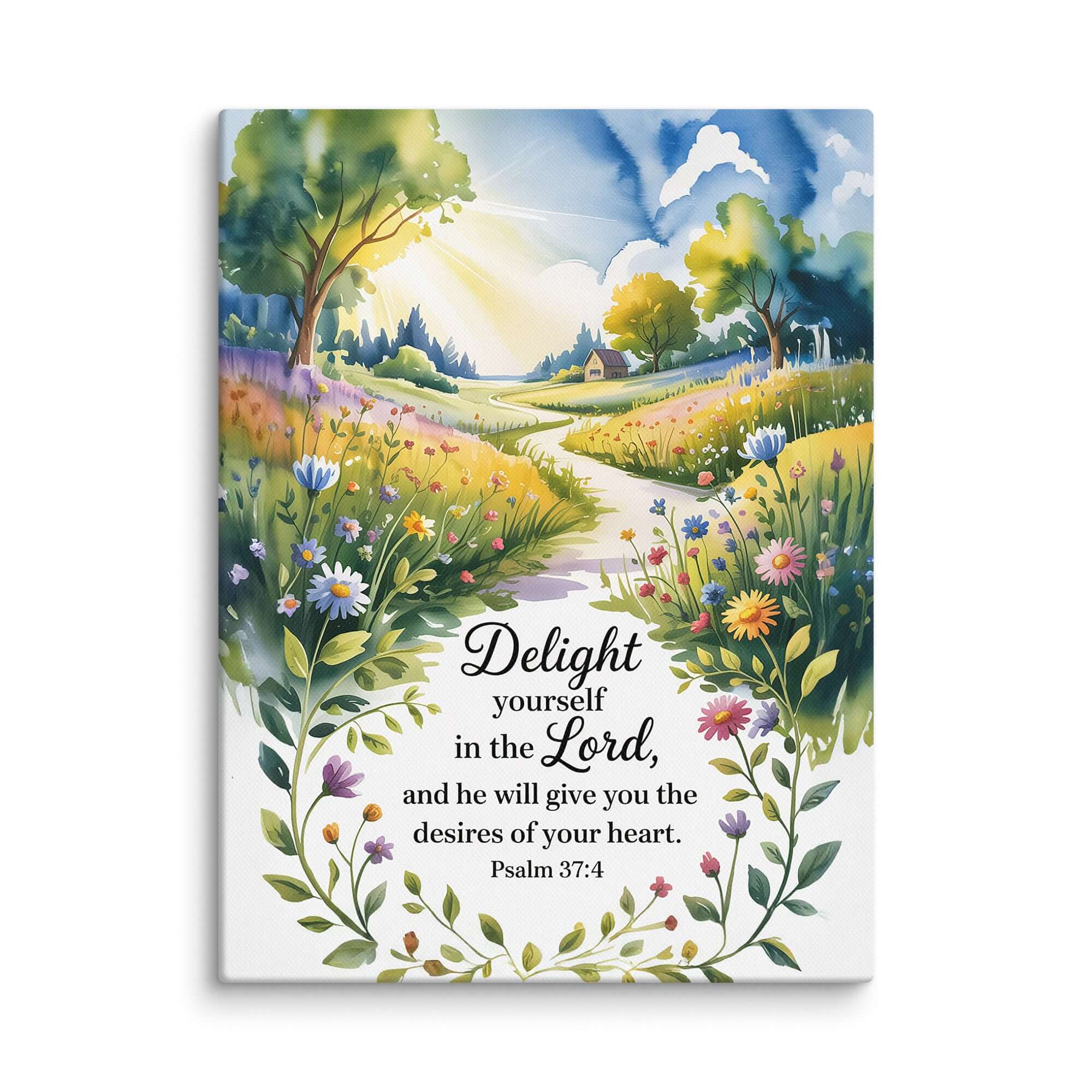 Psalm 37:4 Bible Verse, desires Canvas 9″×12″