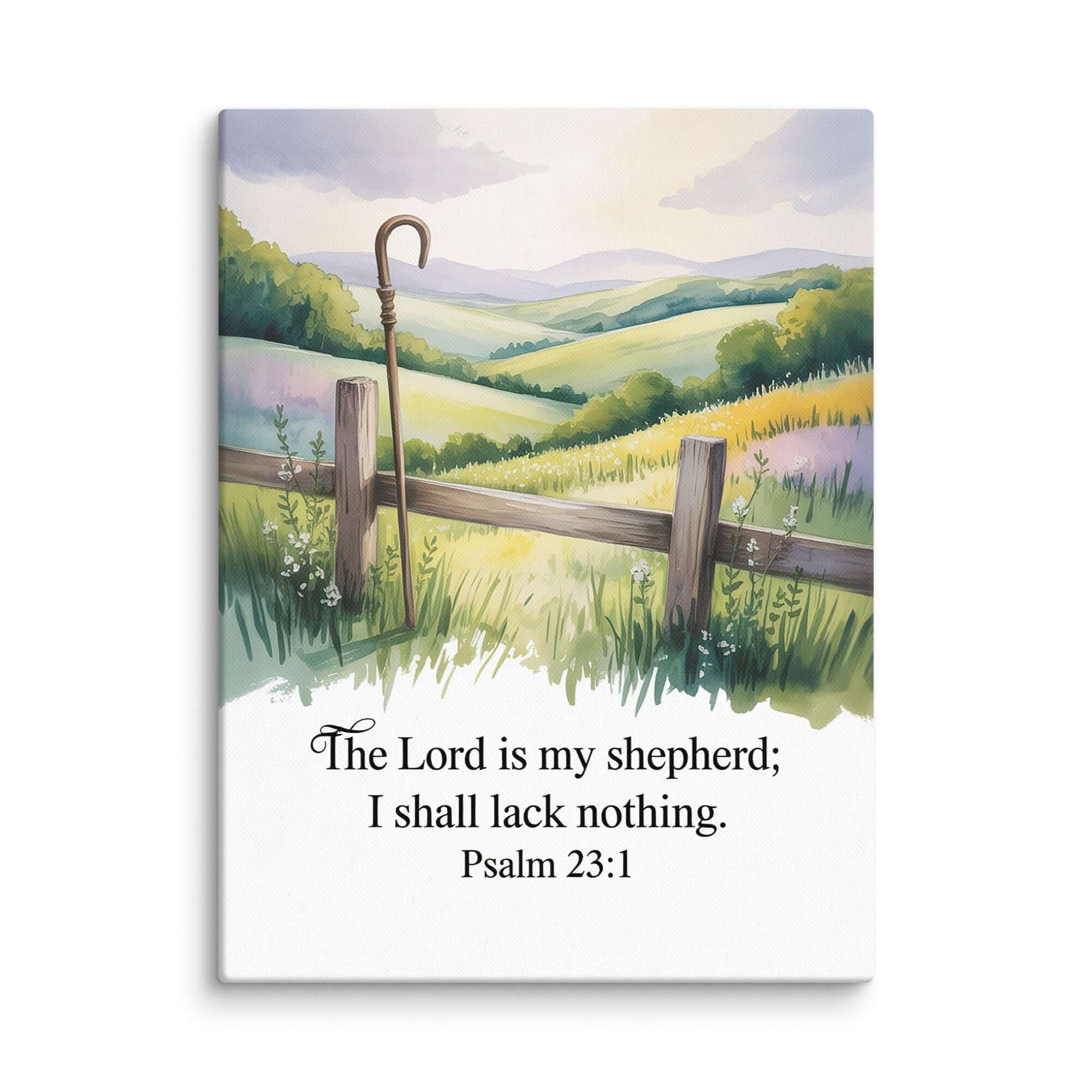 Psalm 23:1 Bible Verse, Lack Canvas 9″×12″