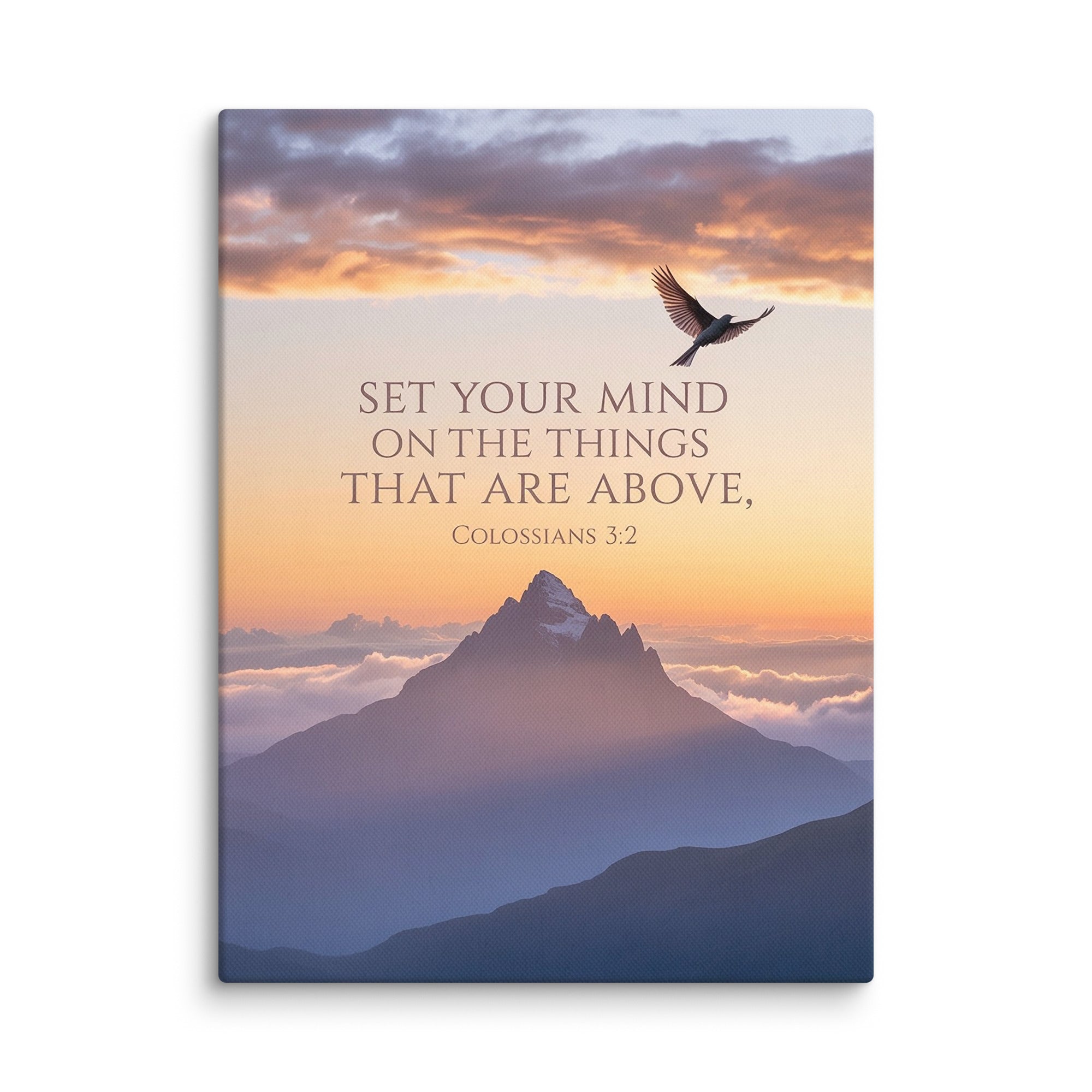 Colossians 3:2 Bible Verse are above Canvas 9″×12″
