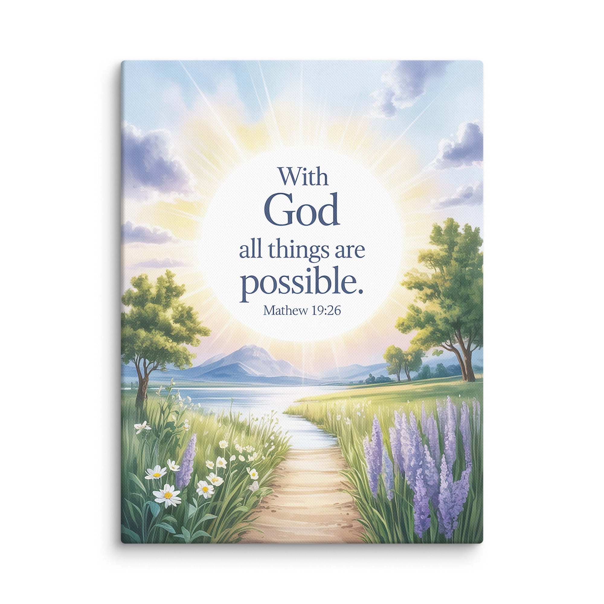 Matthew 19:26 Bible Verse Looking at Canvas 9″×12″