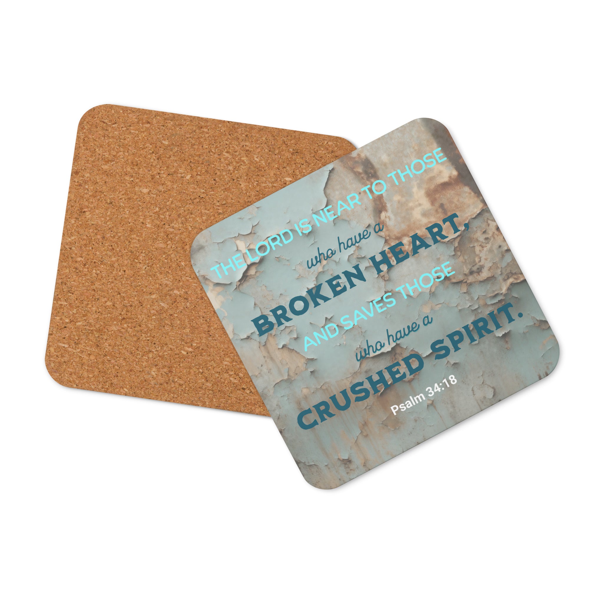 Psalm 34:18 Bible Verse, The LORD is Near Cork-Back Coaster Default Title