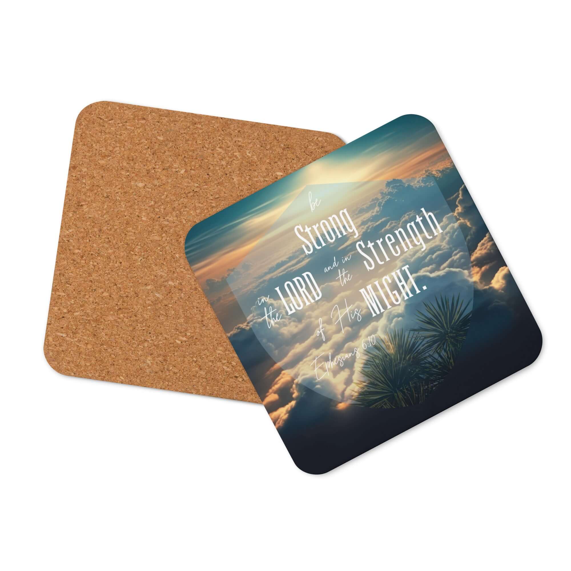 Ephesians 6:10 Bible Verse, be strong in the Lord Cork-Back Coaster Default Title