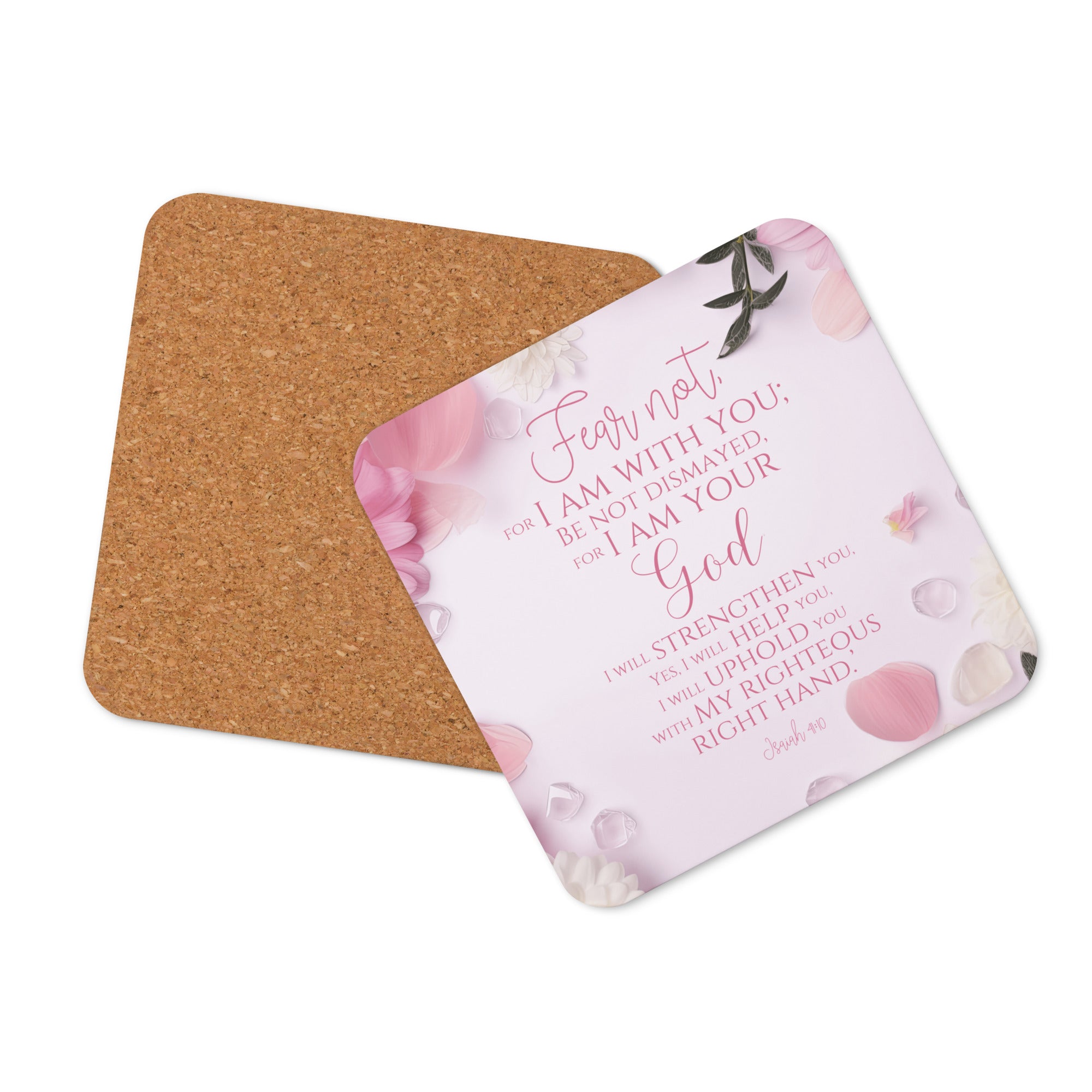 Isaiah 41:10 Bible Verse, God will strengthen you Cork-Back Coaster Default Title