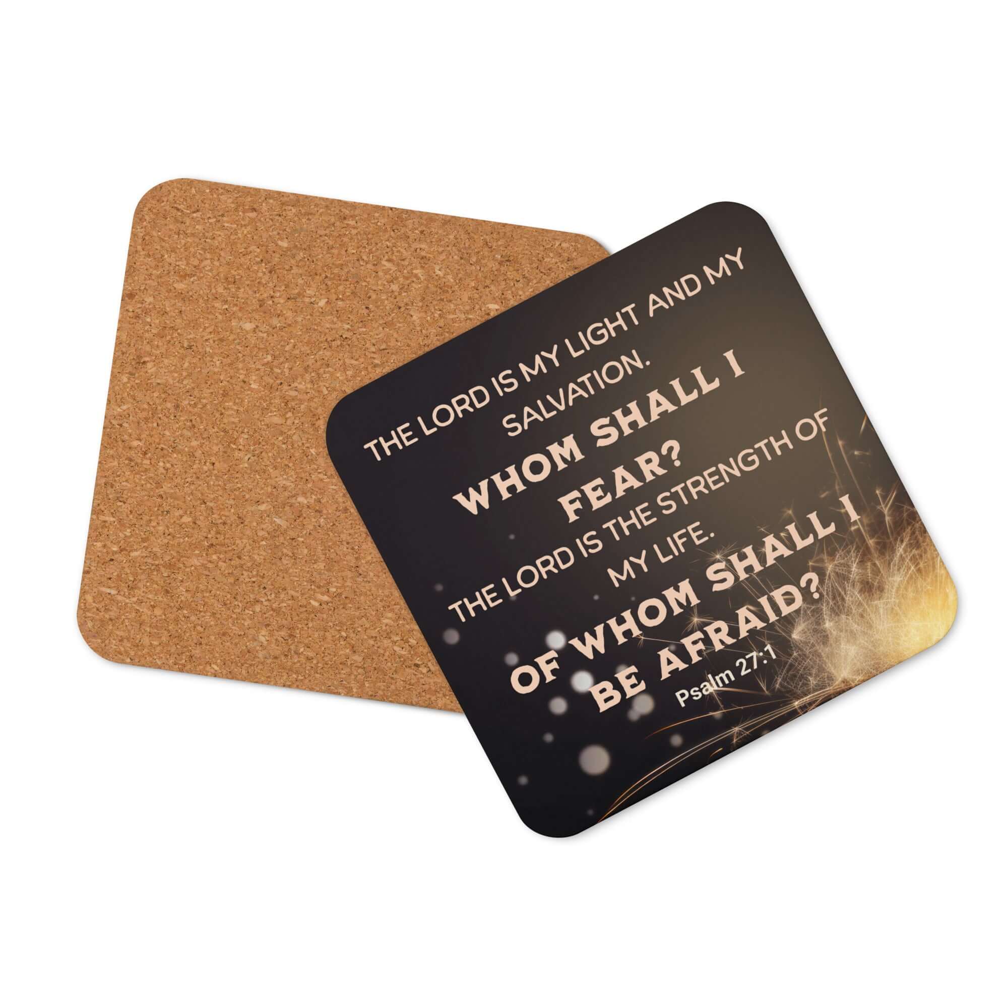 Psalm 27:1 Bible Verse, The LORD is My Light Cork-Back Coaster Default Title