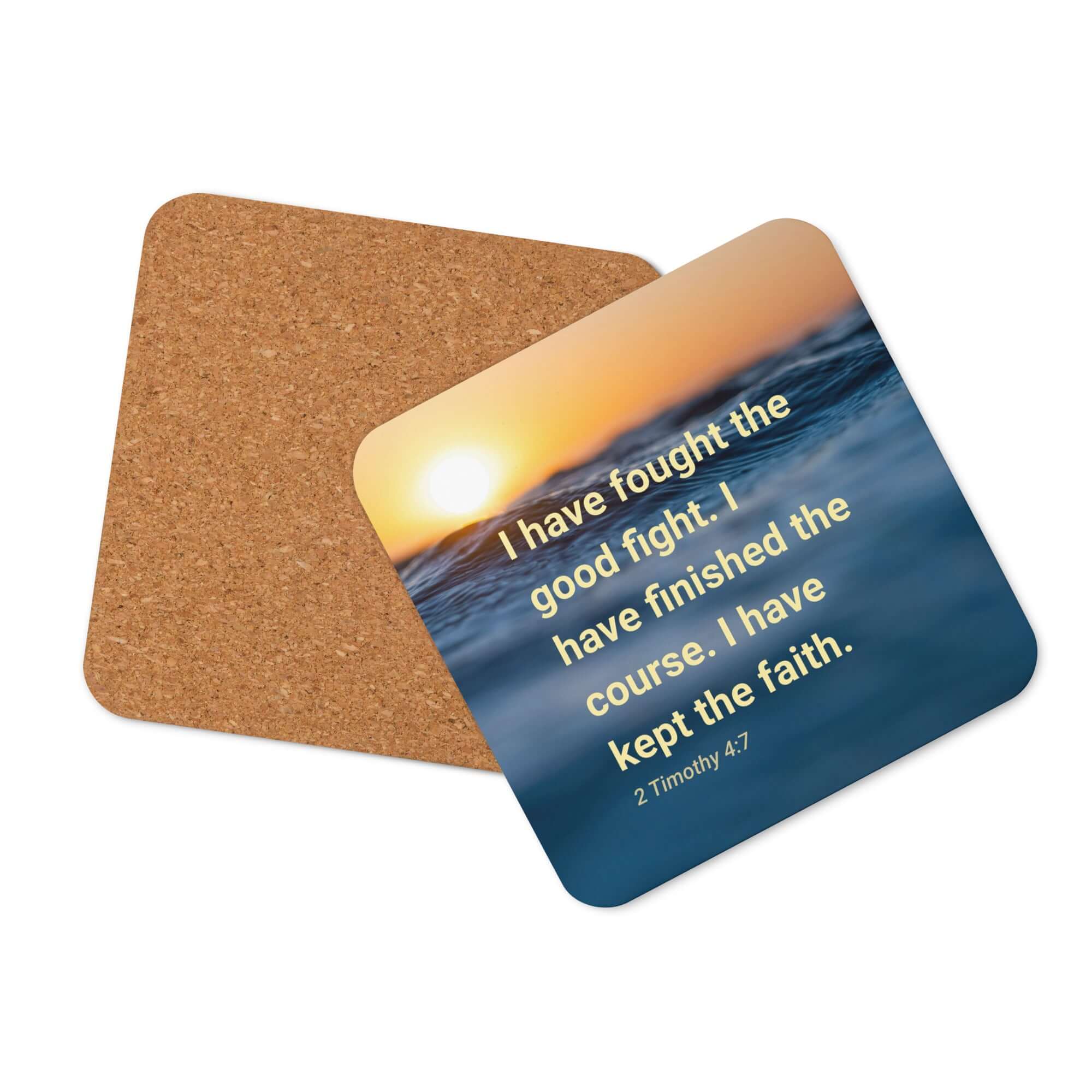 2 Timothy 4:7 Bible Verse, kept the faith Cork-Back Coaster Default Title