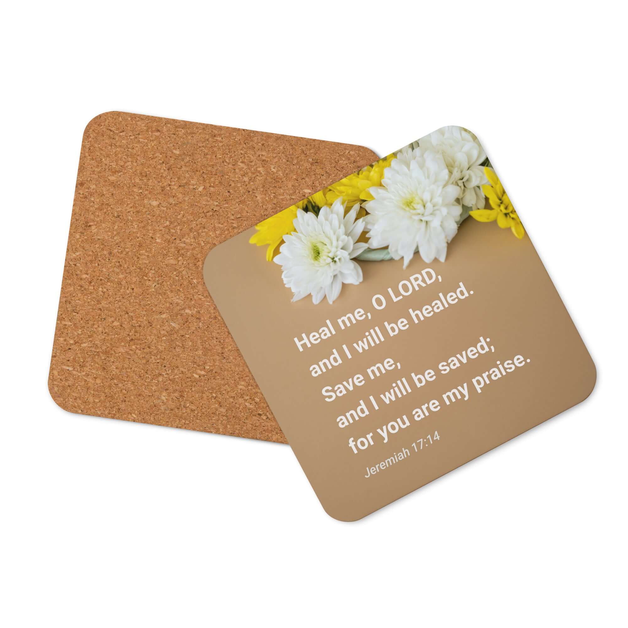 Jeremiah 17:14 Bible Verse, Heal me, O LORD Cork-Back Coaster Default Title