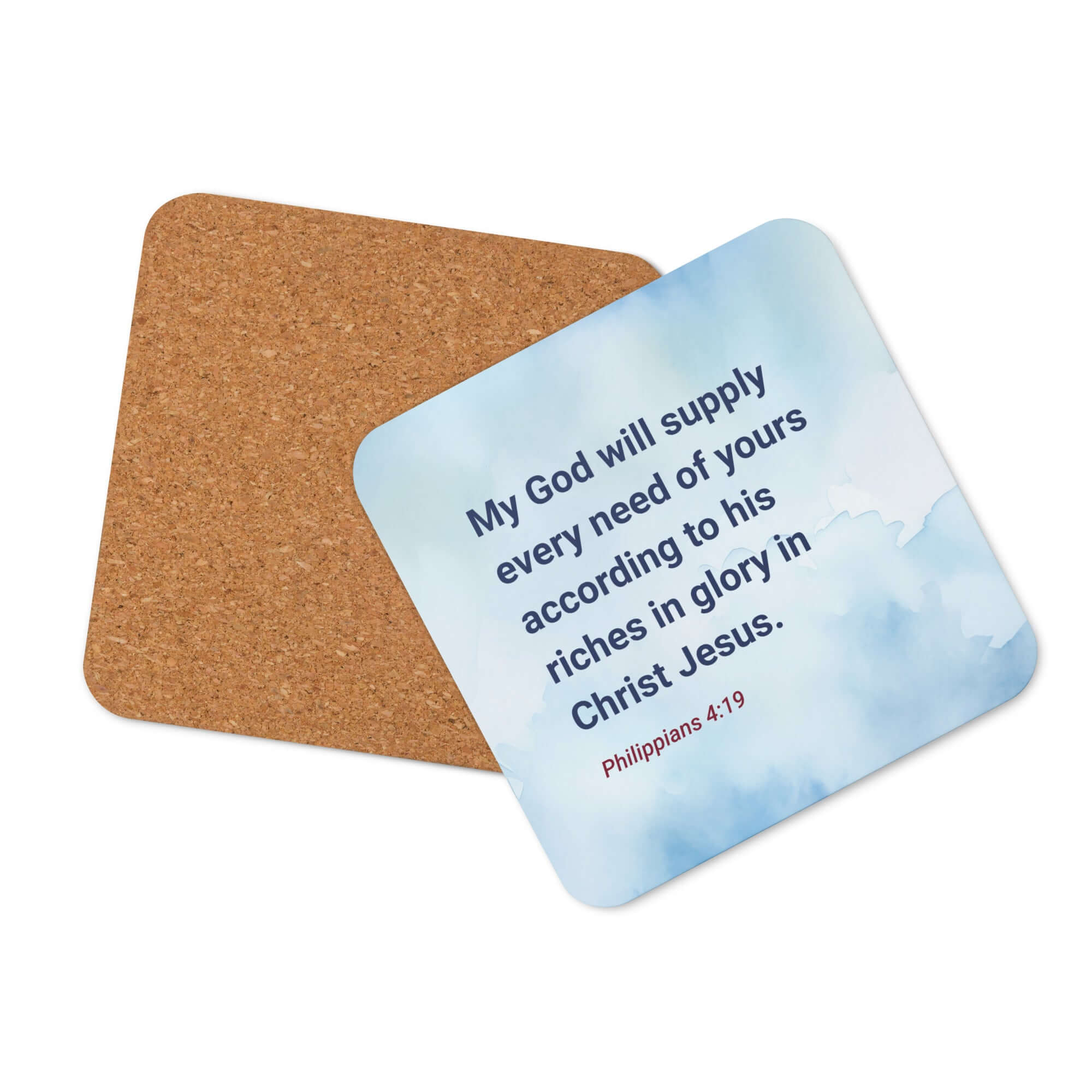 Philippians 4:19 Bible Verse, God will supply Cork-Back Coaster Default Title