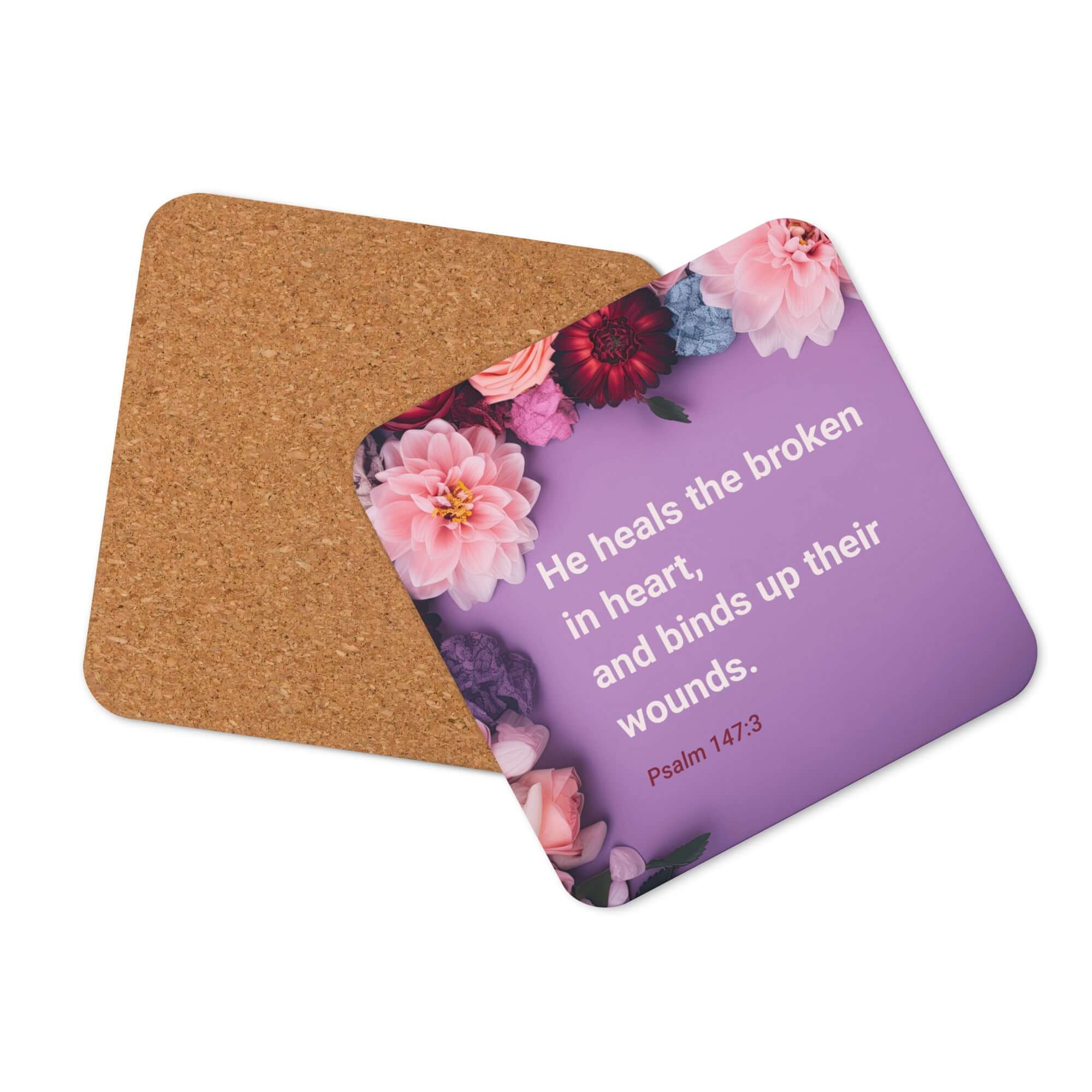 Psalm 147:3 Bible Verse, He heals the broken Cork-Back Coaster Default Title