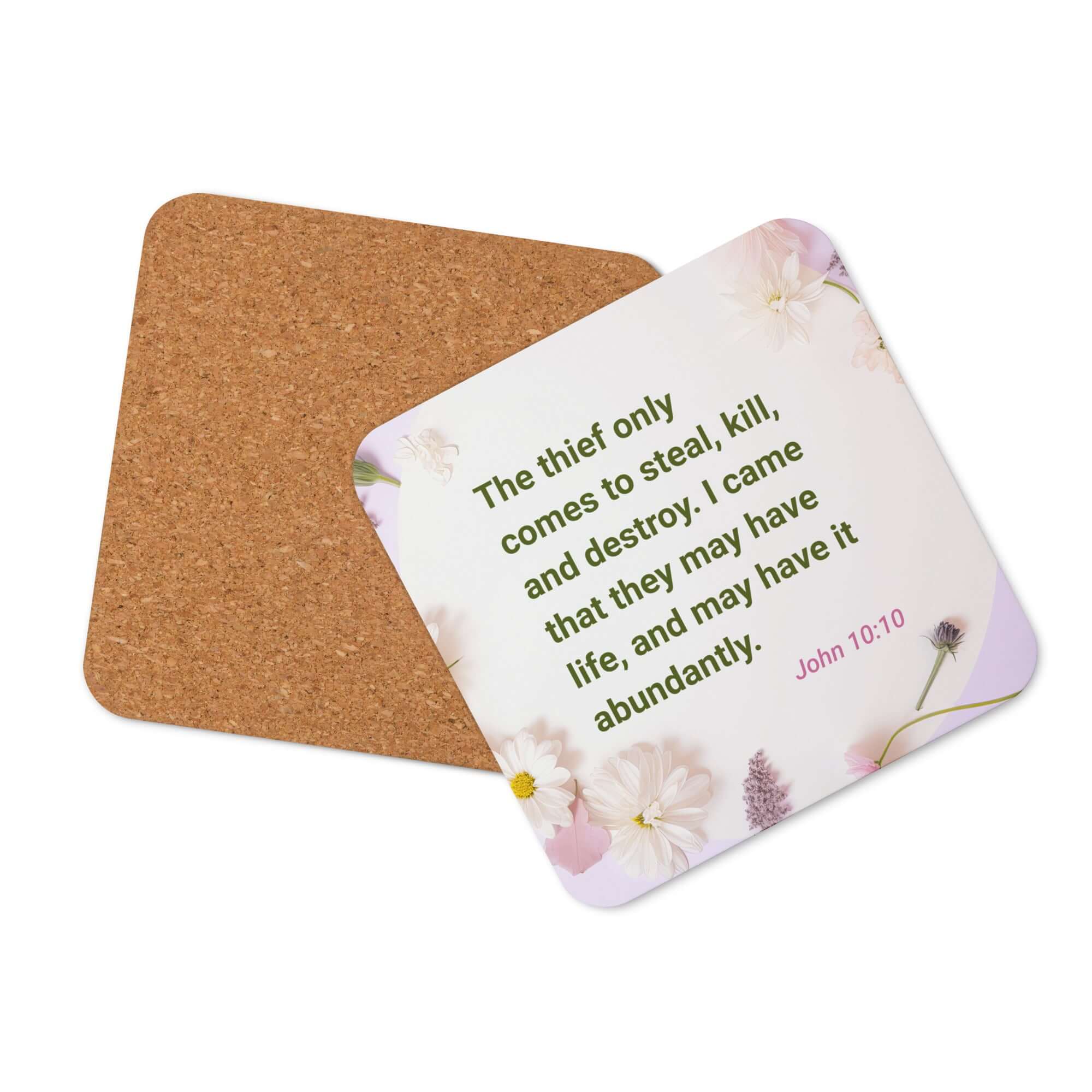 John 10:10 Bible Verse, Abundant Life Cork-Back Coaster Default Title