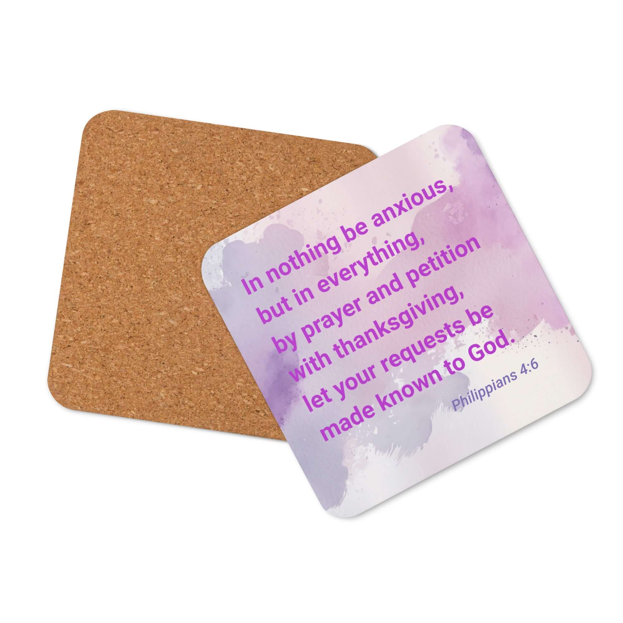 Philippians 4:6 Bible Verse, Prayer and Petition Cork-Back Coaster Default Title