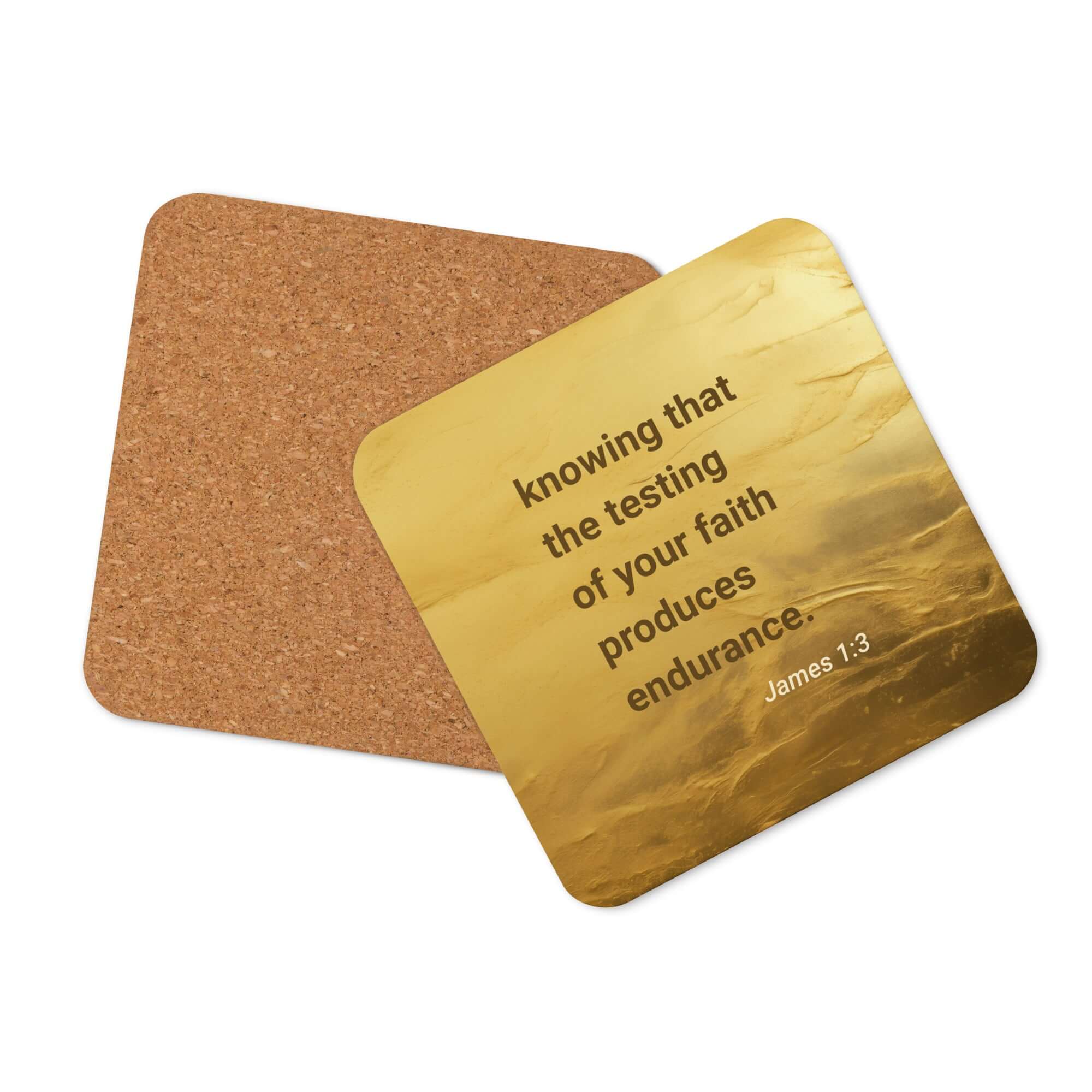James 1:3 Bible Verse, testing of your faith Cork-Back Coaster Default Title