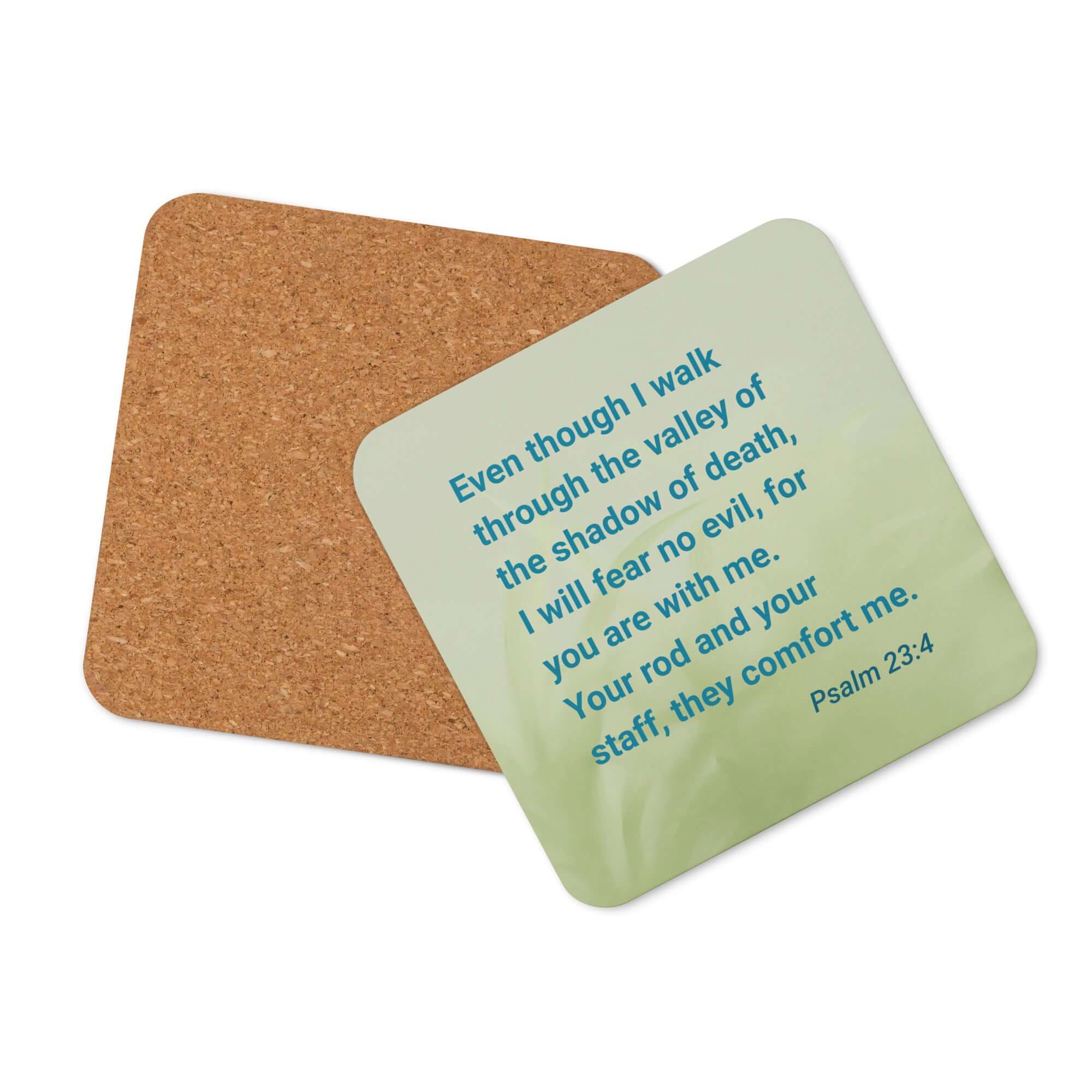 Psalm 23:4 Bible Verse, fear no evil Cork-Back Coaster Default Title