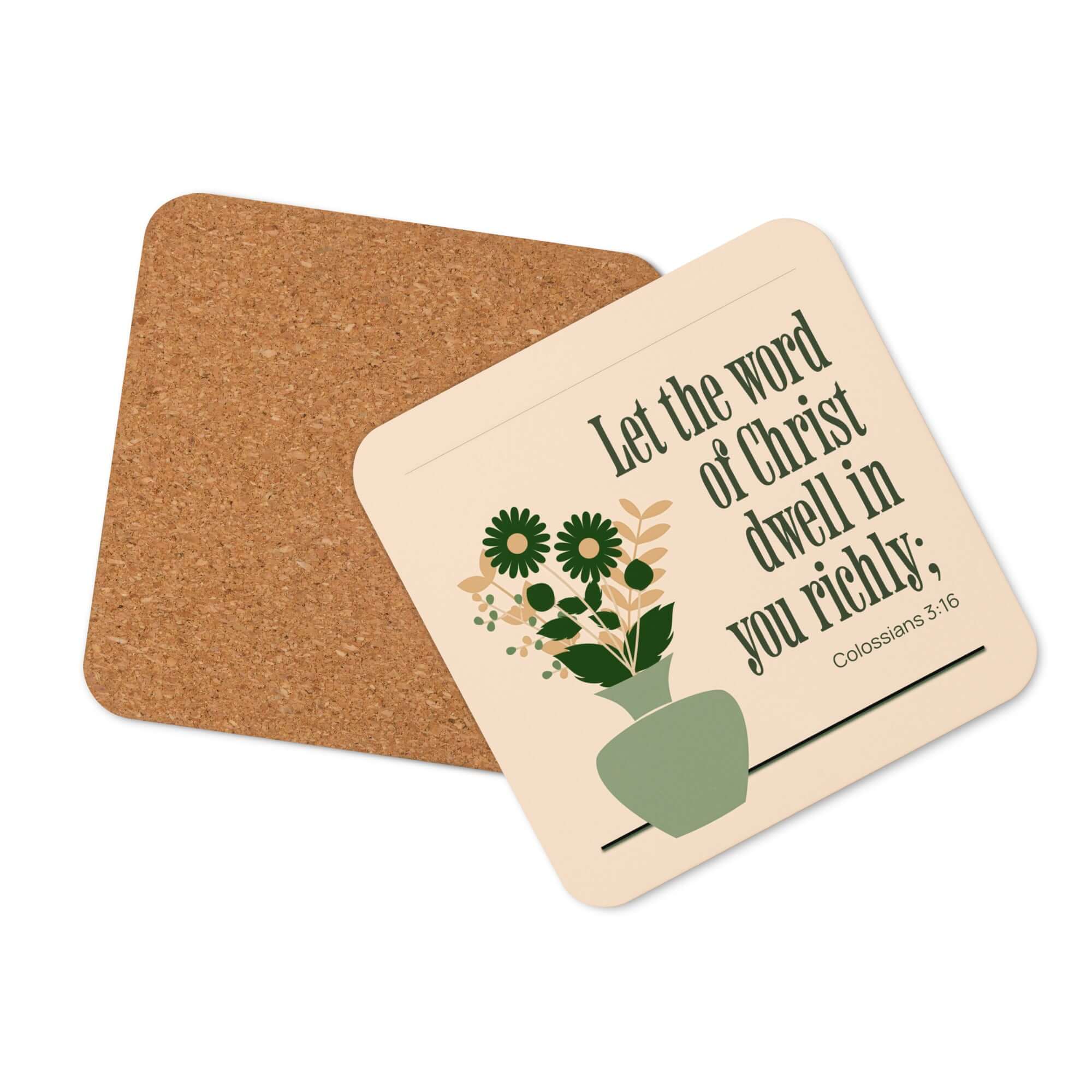 Colossians 3:16 Bible Verse, word of Christ Cork-Back Coaster Default Title