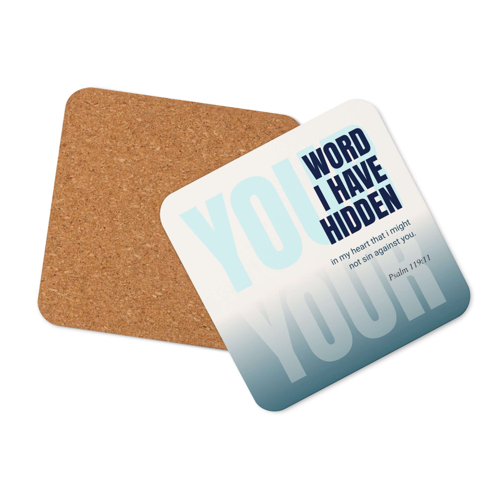 Psalm 119:11 Bible Verse, hidden your word Cork-Back Coaster Default Title