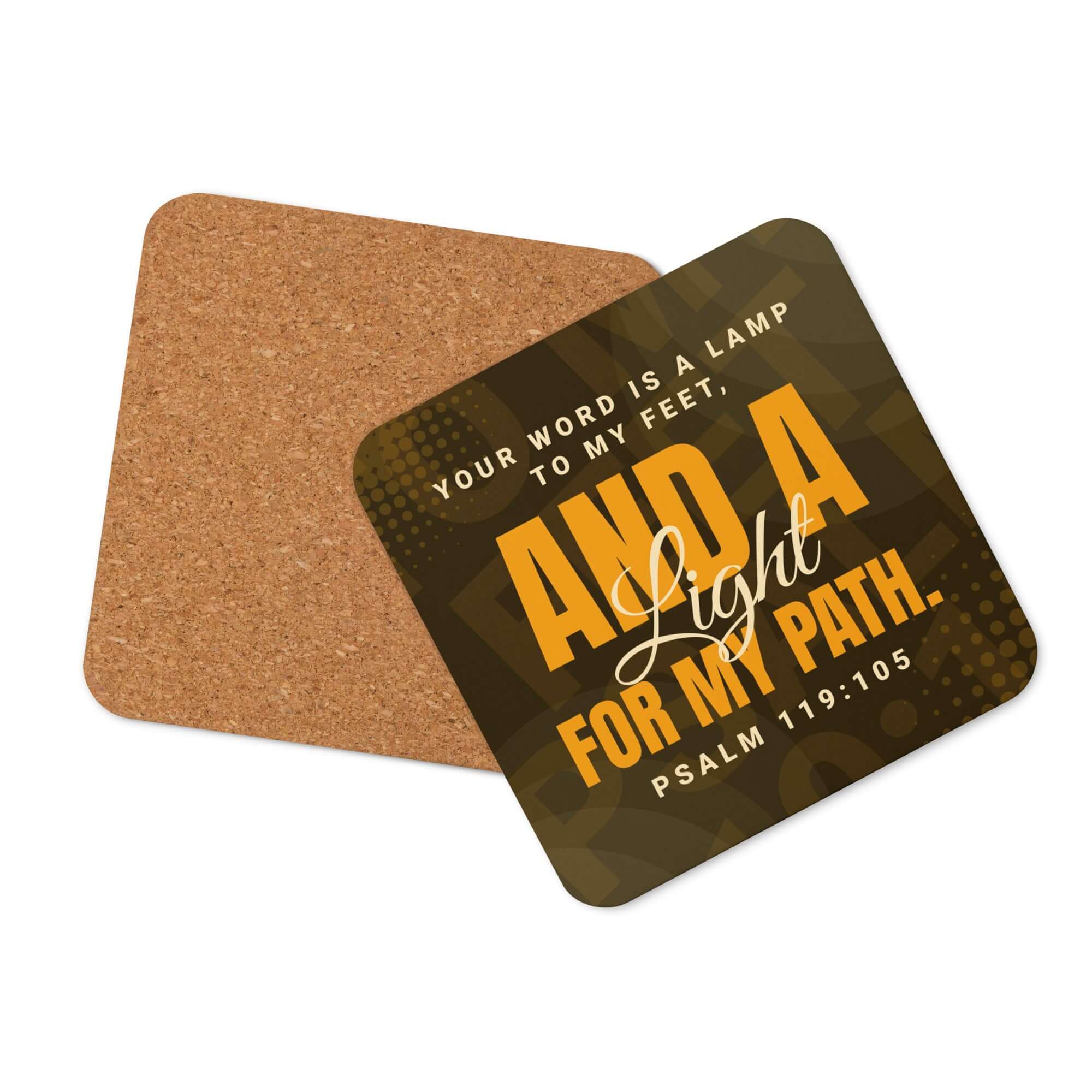 Psalm 119:105 Bible Verse, lamp to my feet Cork-Back Coaster Default Title