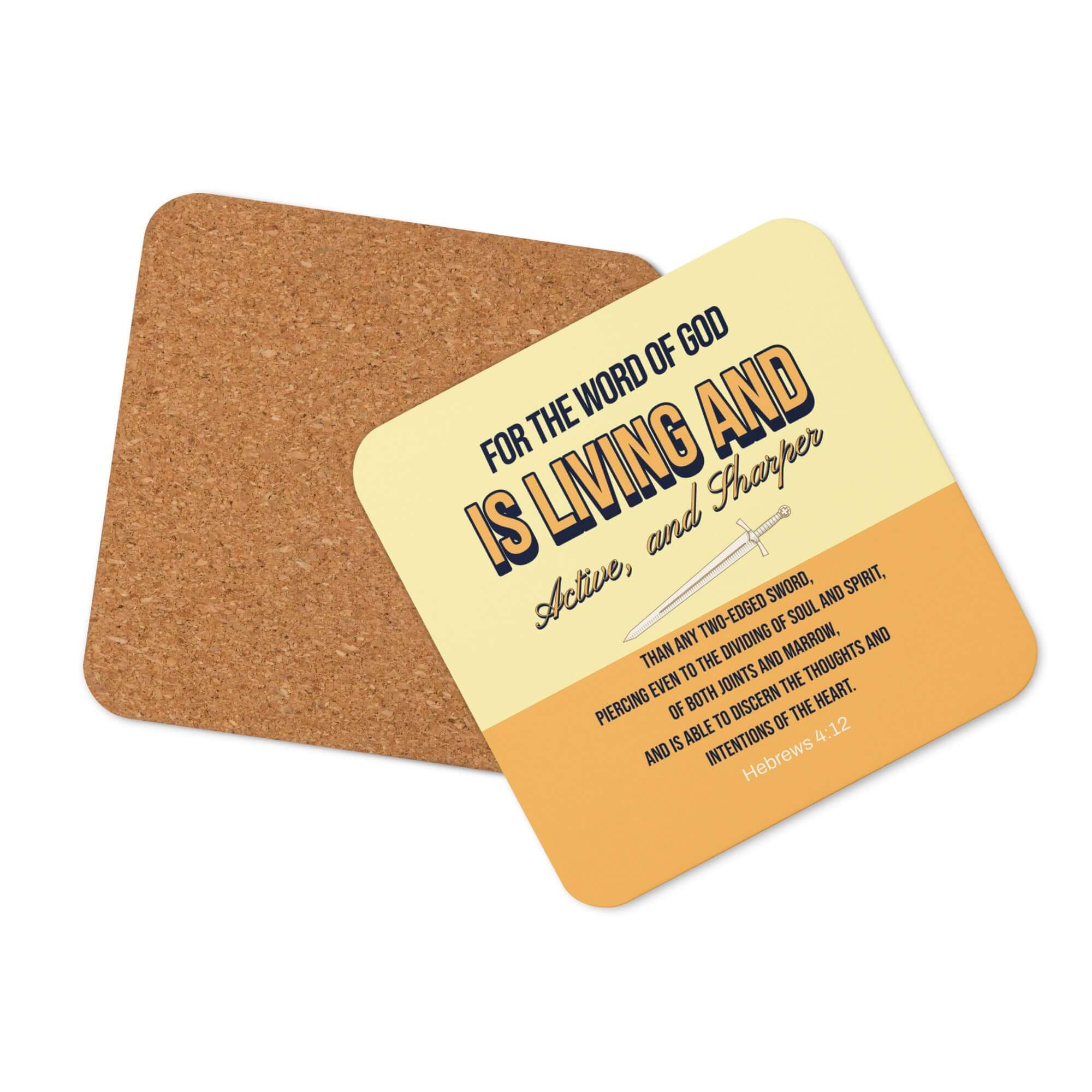 Hebrews 4:12 Bible Verse, living and active Cork-Back Coaster Default Title