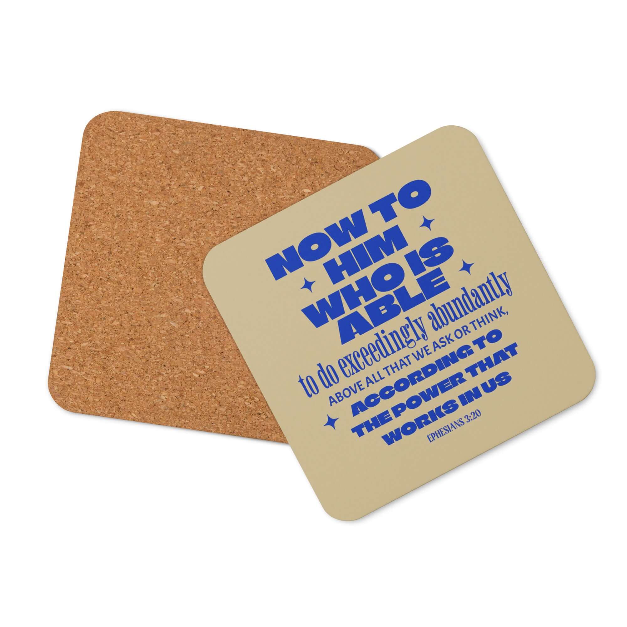 Ephesians 3:20 Bible Verse, power in us Cork-Back Coaster Default Title