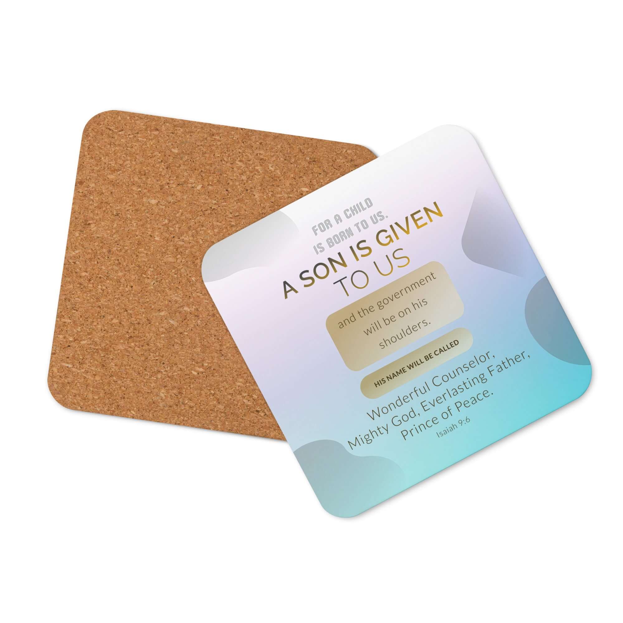 Isaiah 9:6 Bible Verse, Wonderful Counselor Cork-Back Coaster Default Title