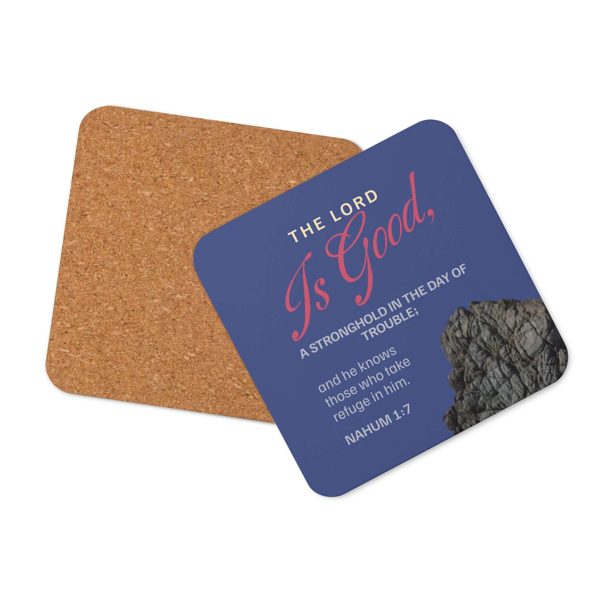 Nahum 1:7 Bible Verse, The LORD is good Cork-Back Coaster Default Title