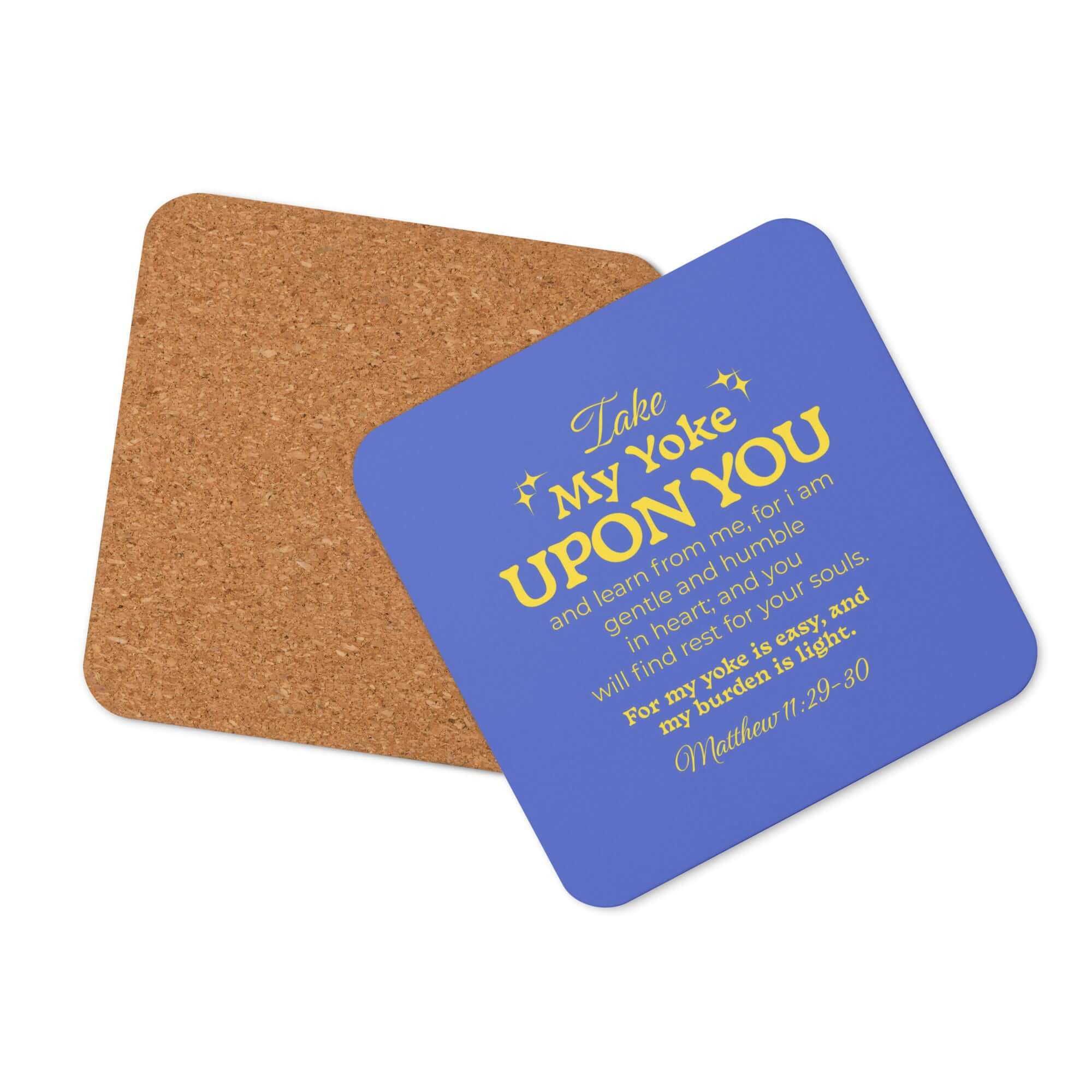 Matthew 11:29-30 Bible Verse, Take my yoke Cork-Back Coaster Default Title